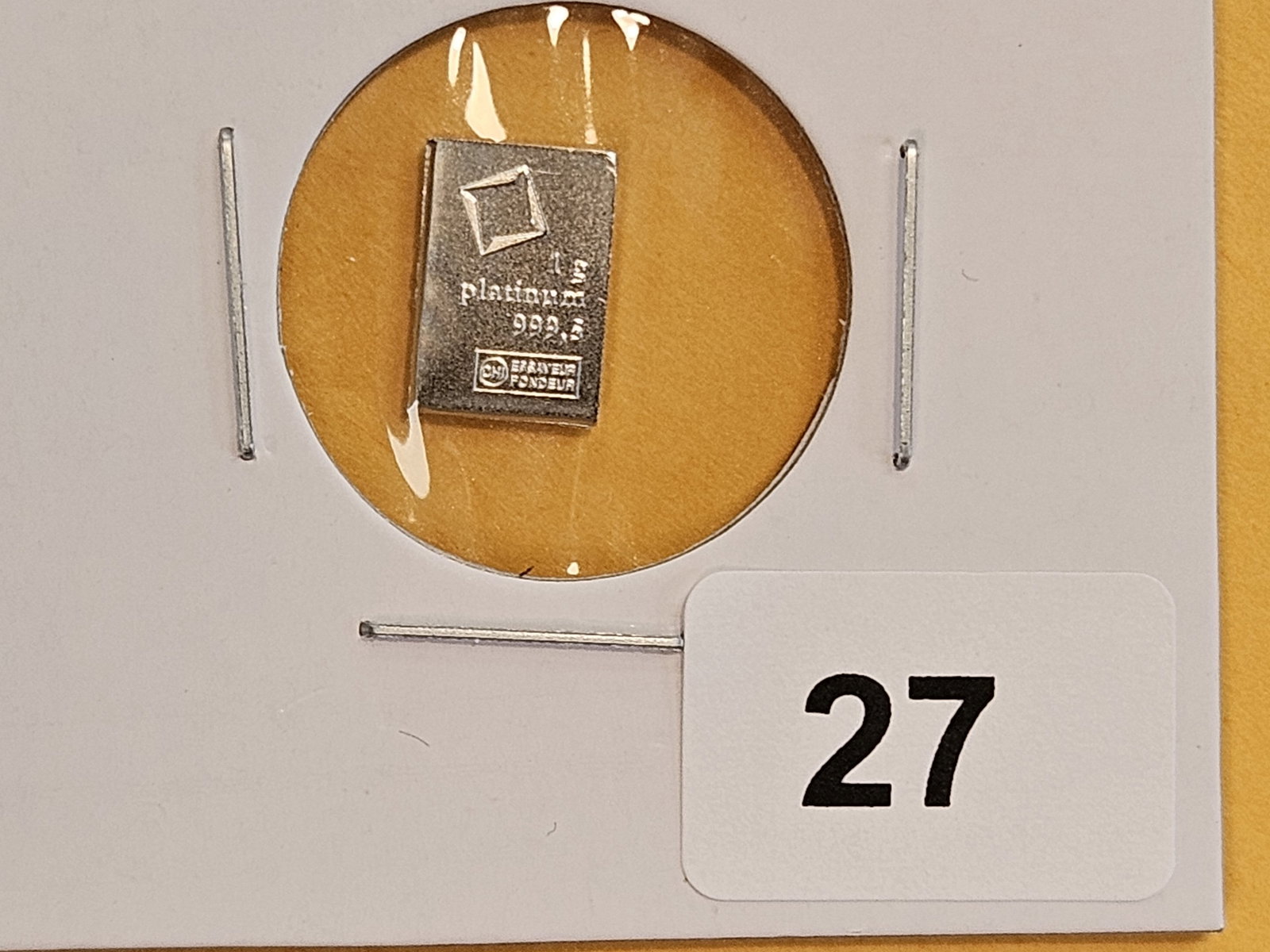 PLATINUM! VALCAMBI Suisse One Gram .9995 Fine Platinum Bar: From a Combi-bar