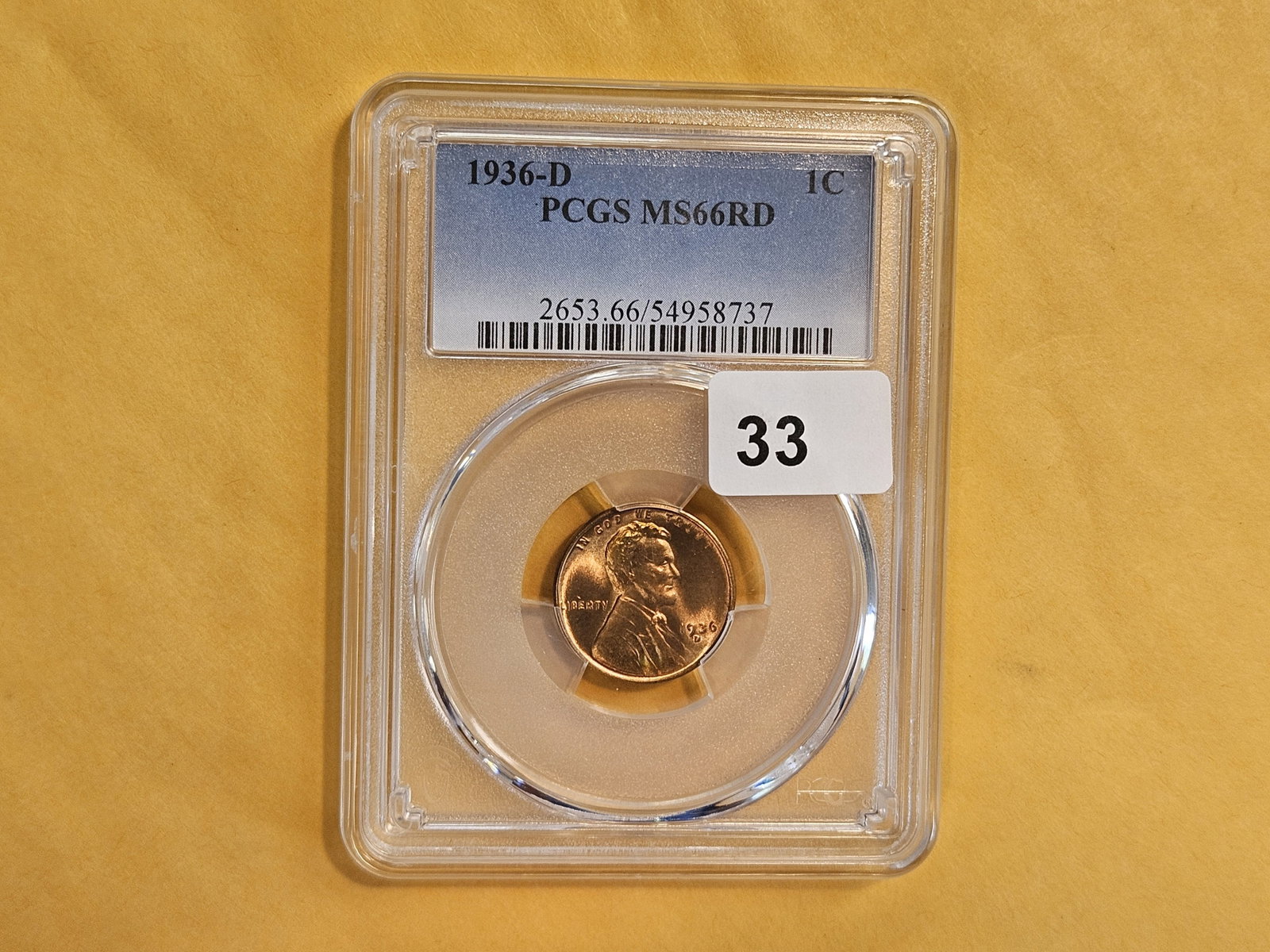 GEM! PCGS 1936-D Wheat cent in Mint State 66 RED - 2
