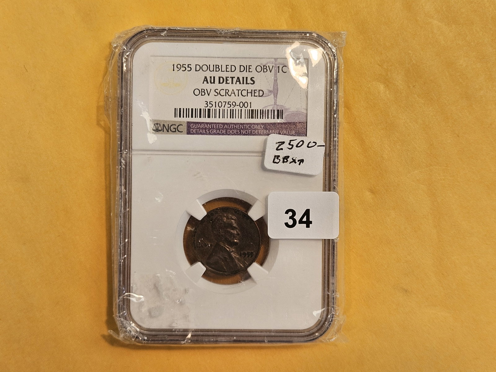 *** HIGHLIGHT *** KEY VARIETY! NGC 1955 DOUBLED DIE OBVERSE Wheat cent in AU-Details!!: Probably would graded AU-55 or 58, if straight-graded. Super cool KEY VARIETY!