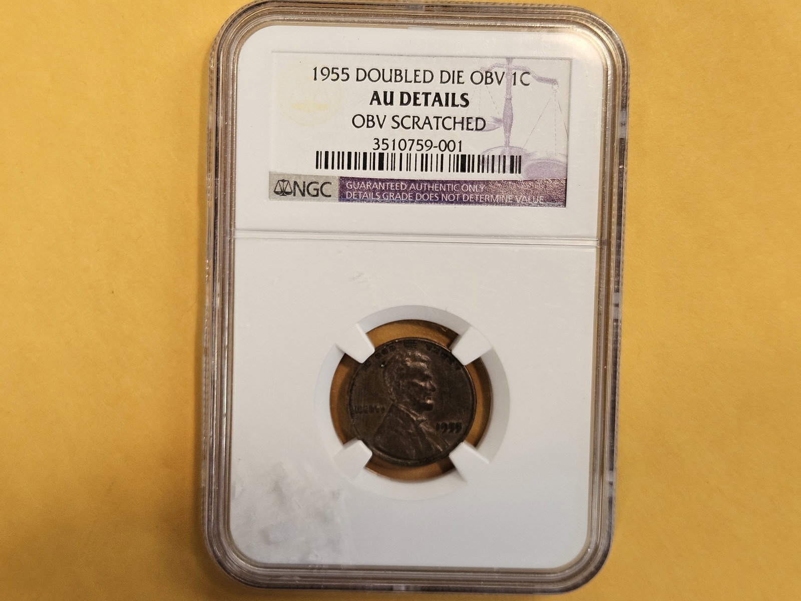 *** HIGHLIGHT *** KEY VARIETY! NGC 1955 DOUBLED DIE OBVERSE Wheat cent in AU-Details!! - 2