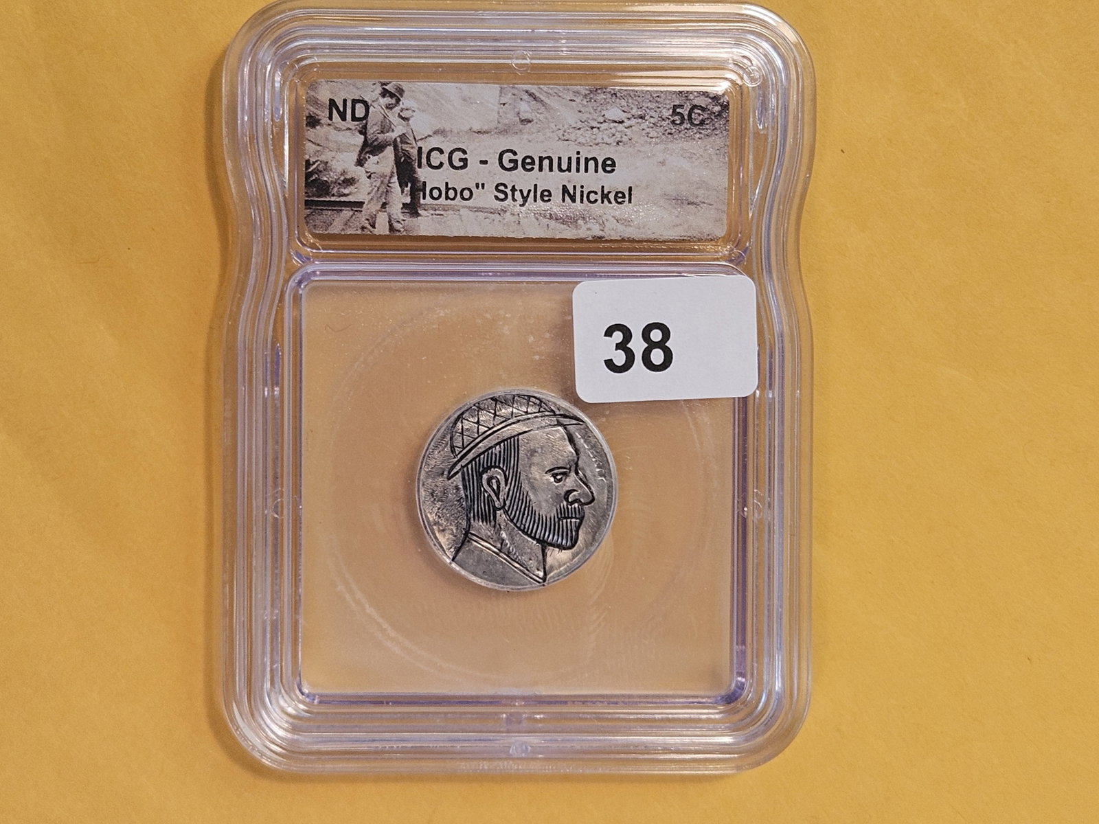 HOBO NICKEL! ICG-graded No Date Buffalo Nickel Carved into a Hobo Nickel - 2