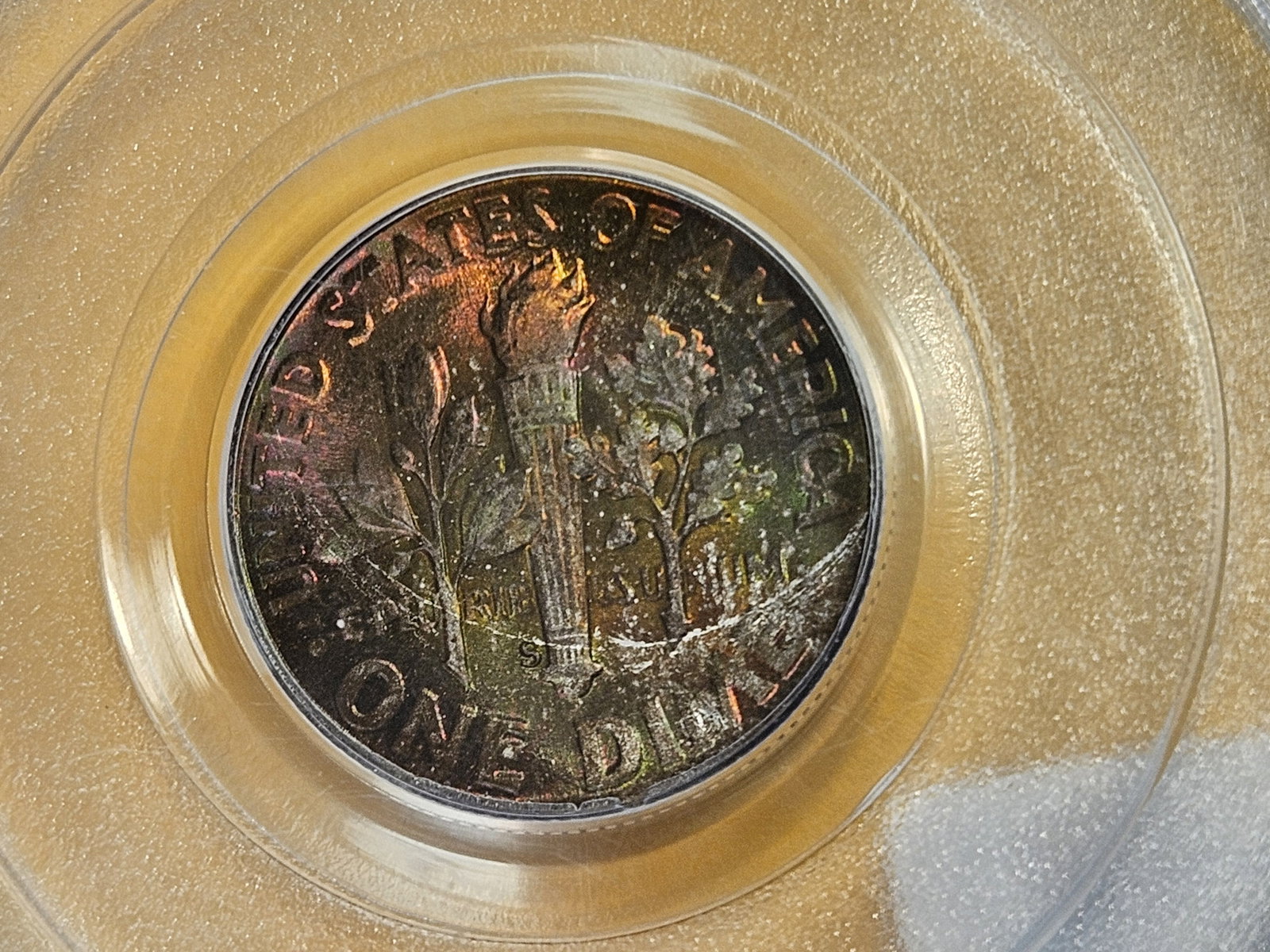 GEM! OGH! Toned PCGS 1946-S silver Roosevelt Dime in Mint State 66 - 16