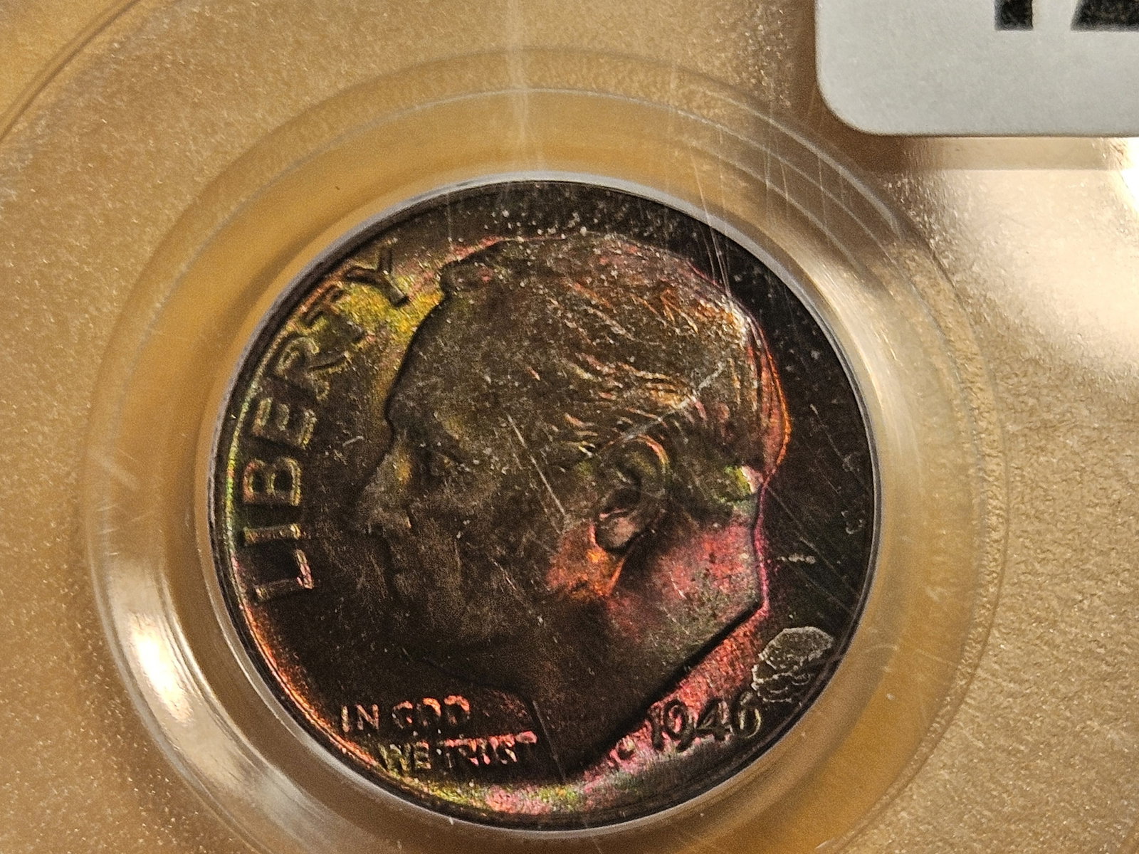 GEM! OGH! Toned PCGS 1946-S silver Roosevelt Dime in Mint State 66 - 7