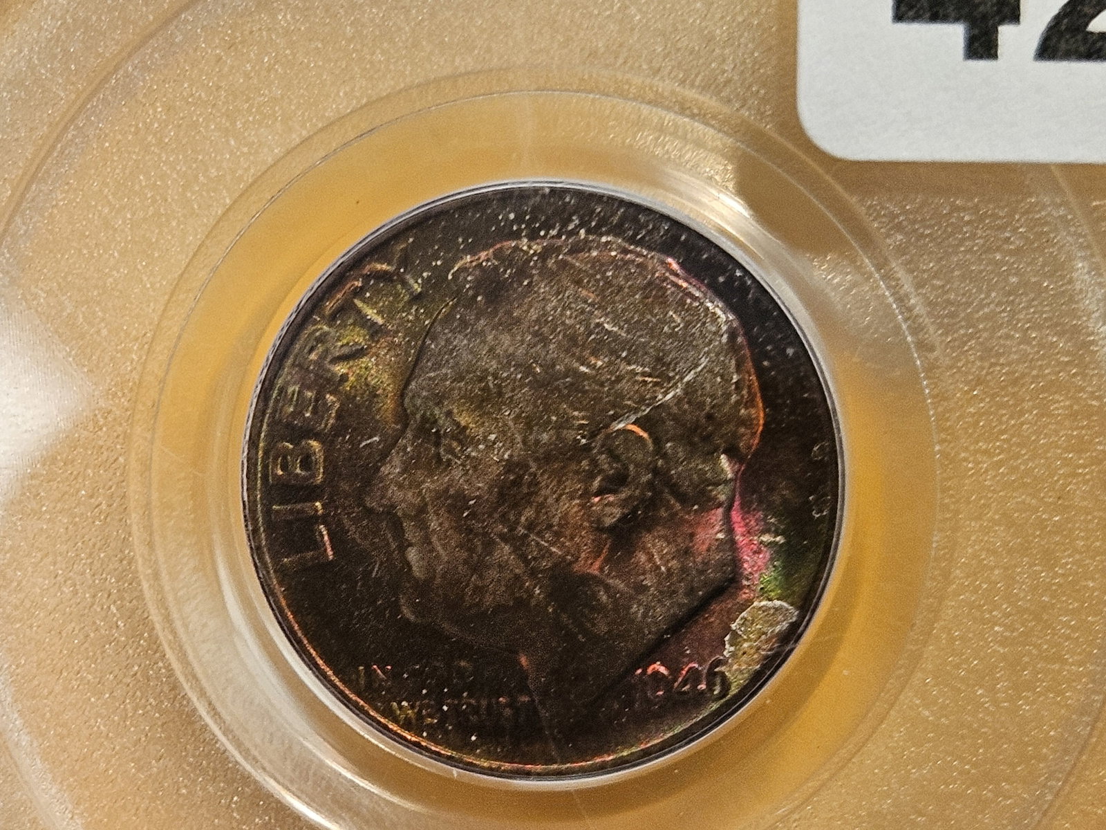 GEM! OGH! Toned PCGS 1946-S silver Roosevelt Dime in Mint State 66 - 8