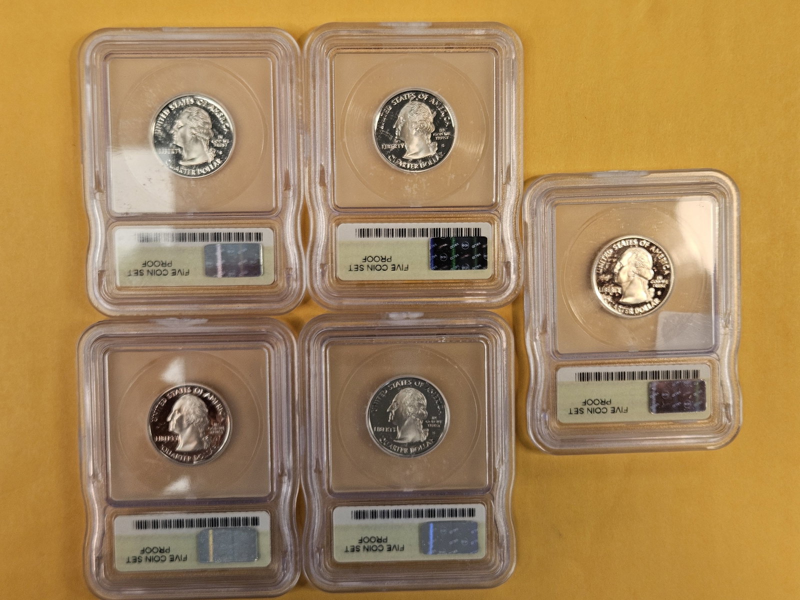 Five ICG-Graded, GEM Proof Deep Cameo Washington Quarters - 3