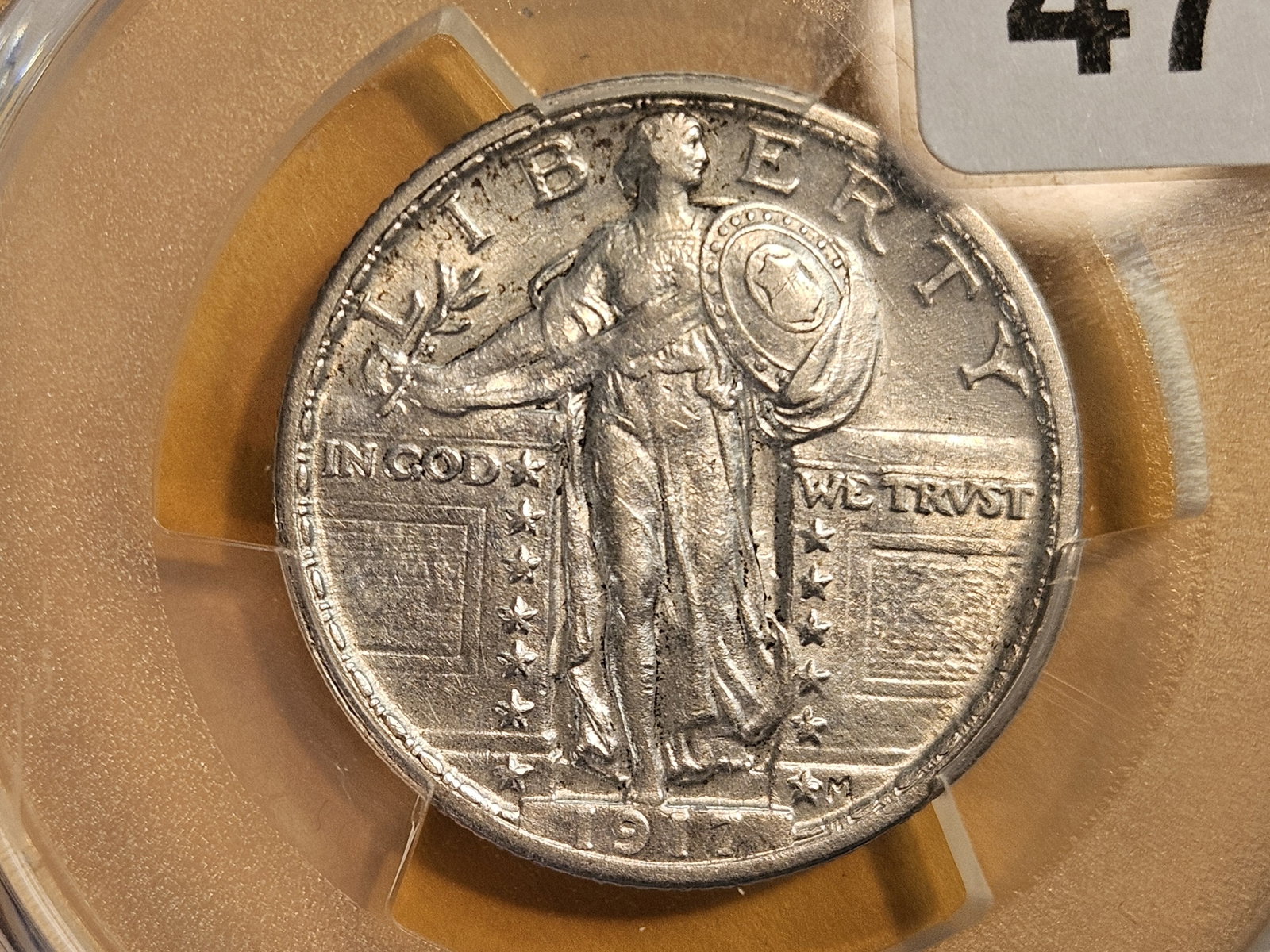 PCGS 1917 Type 2 Standing Liberty Quarter in Brilliant About Uncirculated plus - details (1 of 8)