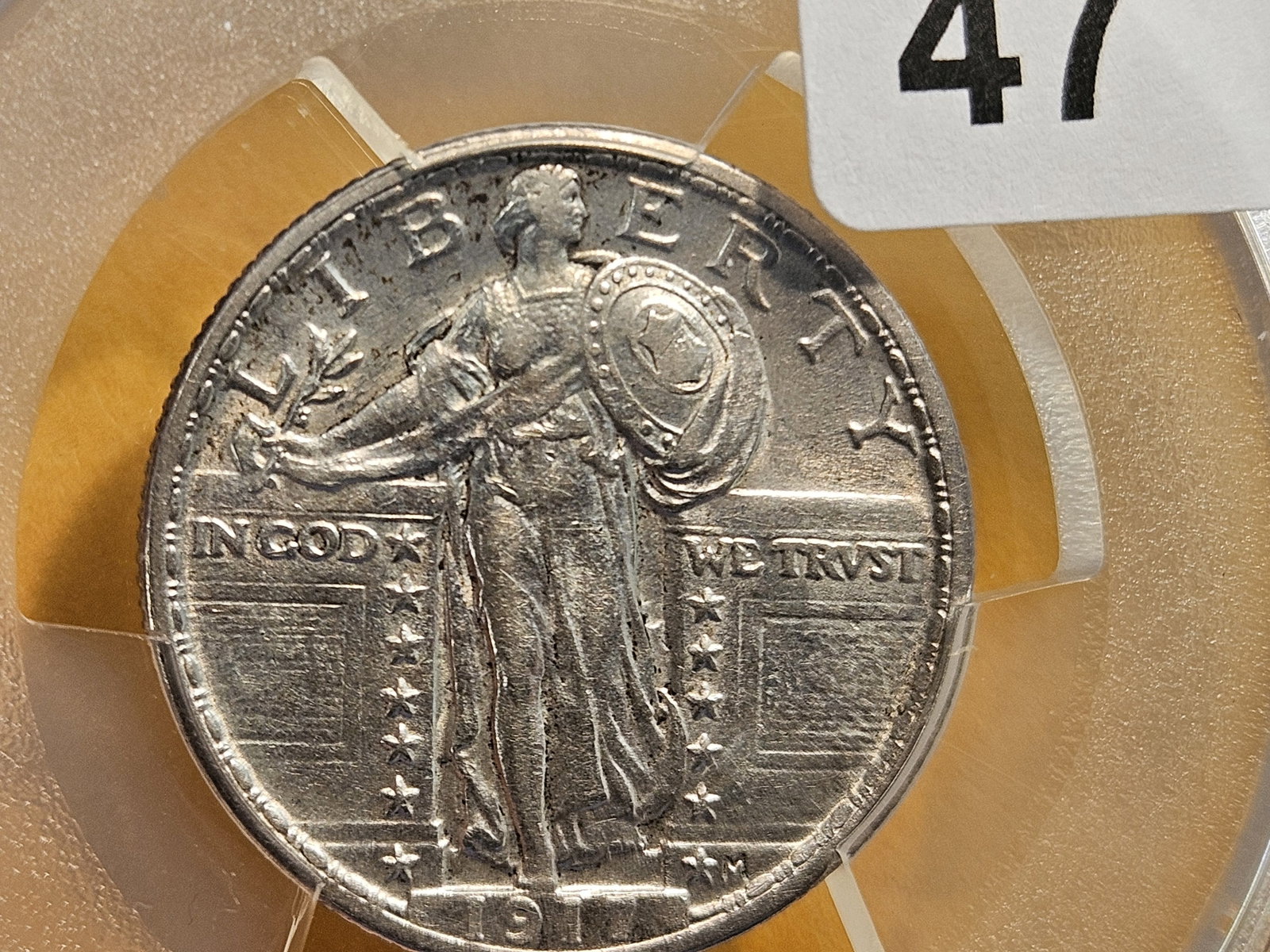 PCGS 1917 Type 2 Standing Liberty Quarter in Brilliant About Uncirculated plus - details - 5