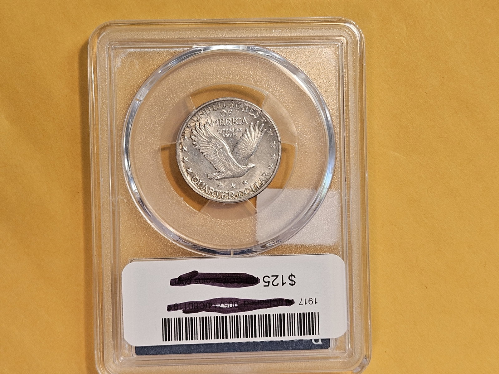 PCGS 1917 Type 2 Standing Liberty Quarter in Brilliant About Uncirculated plus - details - 6