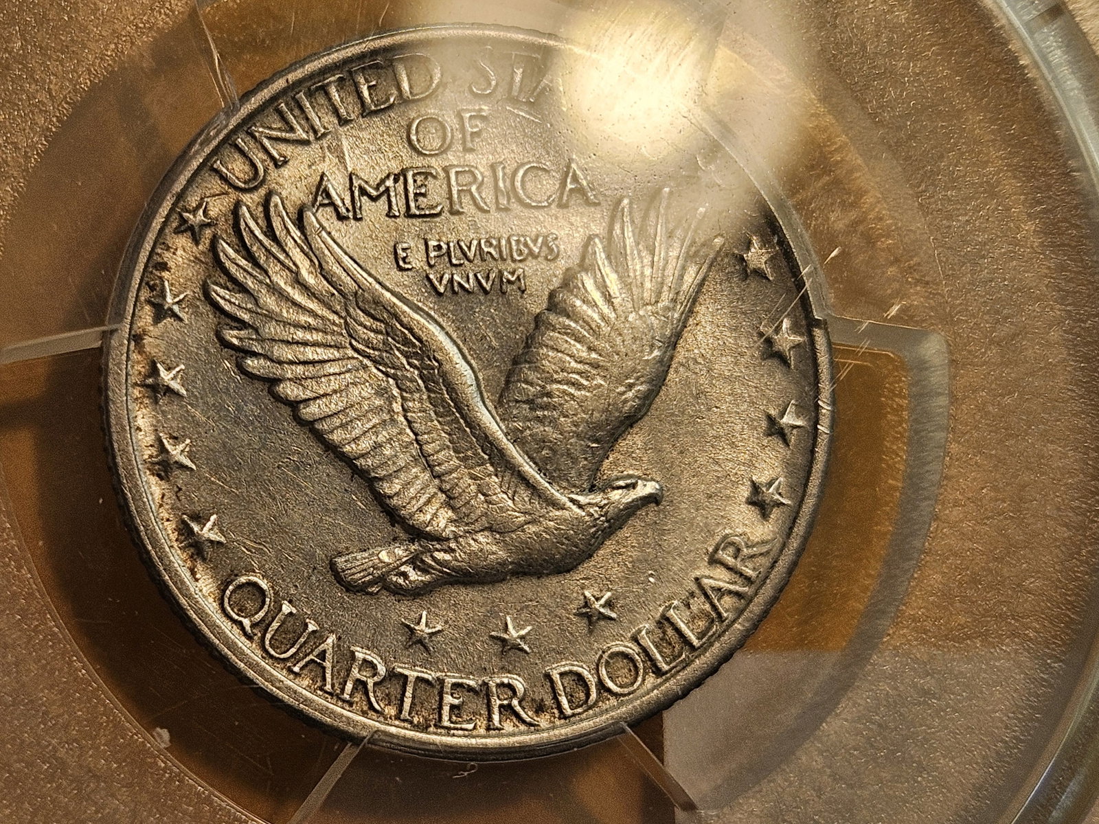 PCGS 1917 Type 2 Standing Liberty Quarter in Brilliant About Uncirculated plus - details - 7
