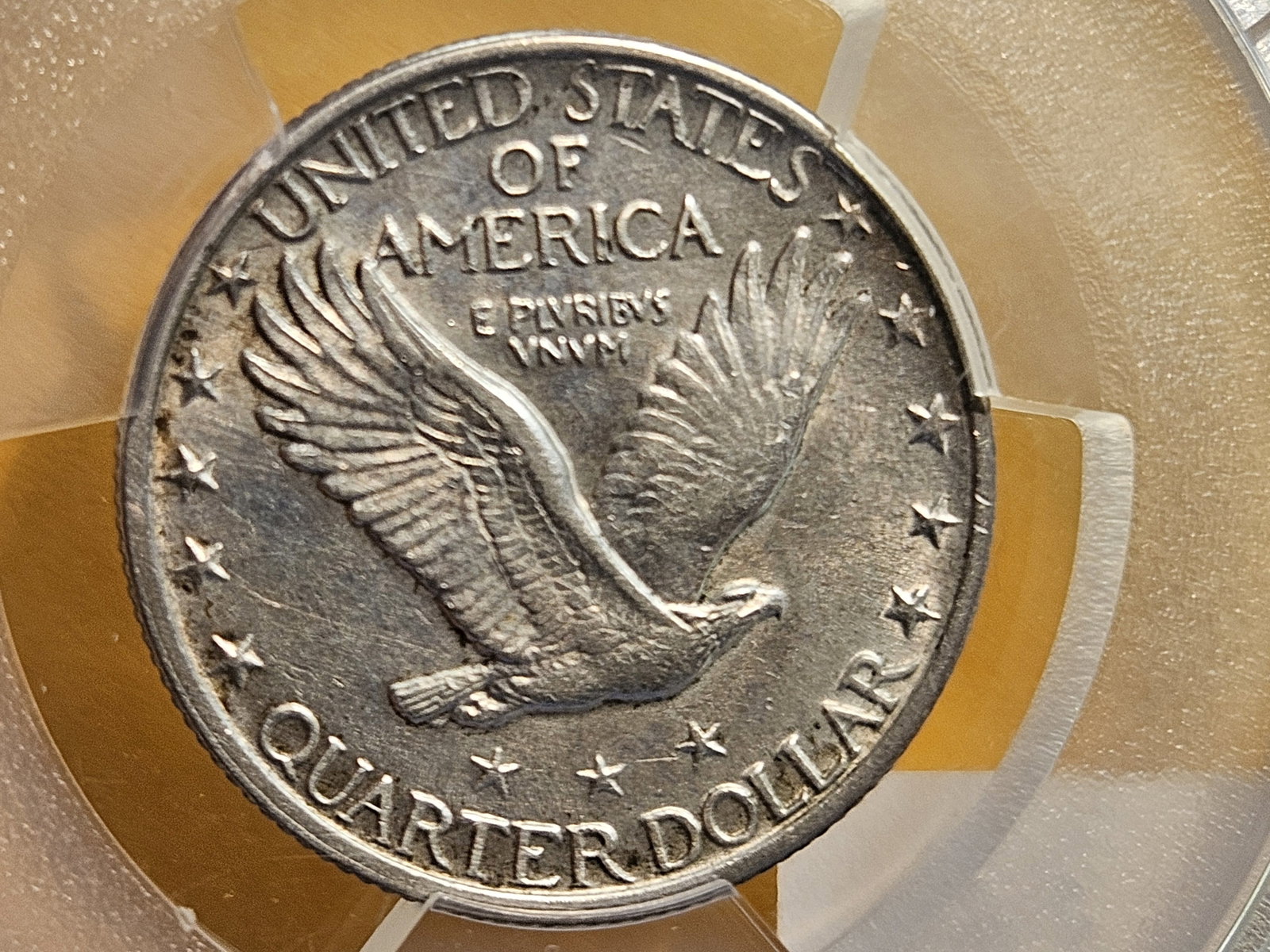 PCGS 1917 Type 2 Standing Liberty Quarter in Brilliant About Uncirculated plus - details - 8