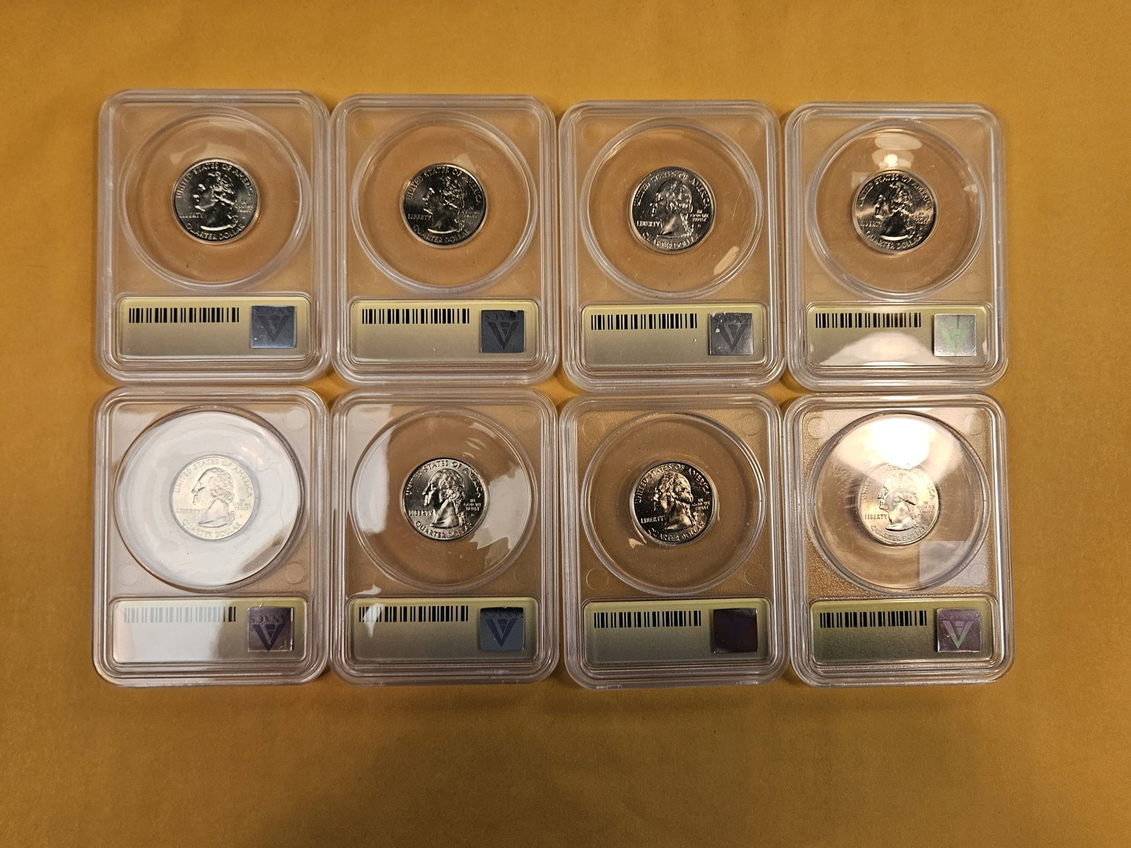 Eight, Superb GEM, ANACS-graded Washington Quarters - 3
