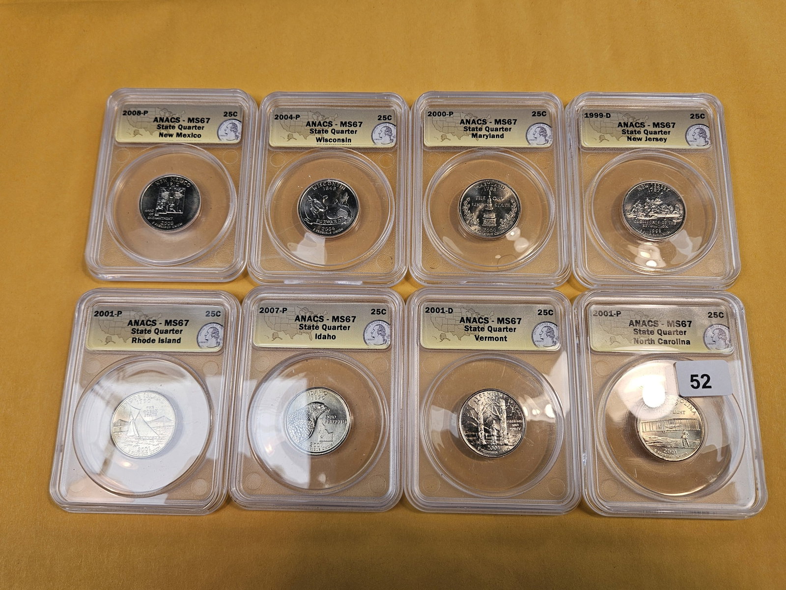 Eight, Superb GEM, ANACS-graded Washington Quarters - 2