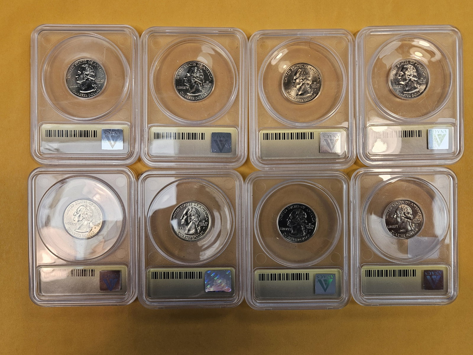 Eight, Superb GEM, ANACS-graded Washington Quarters - 3