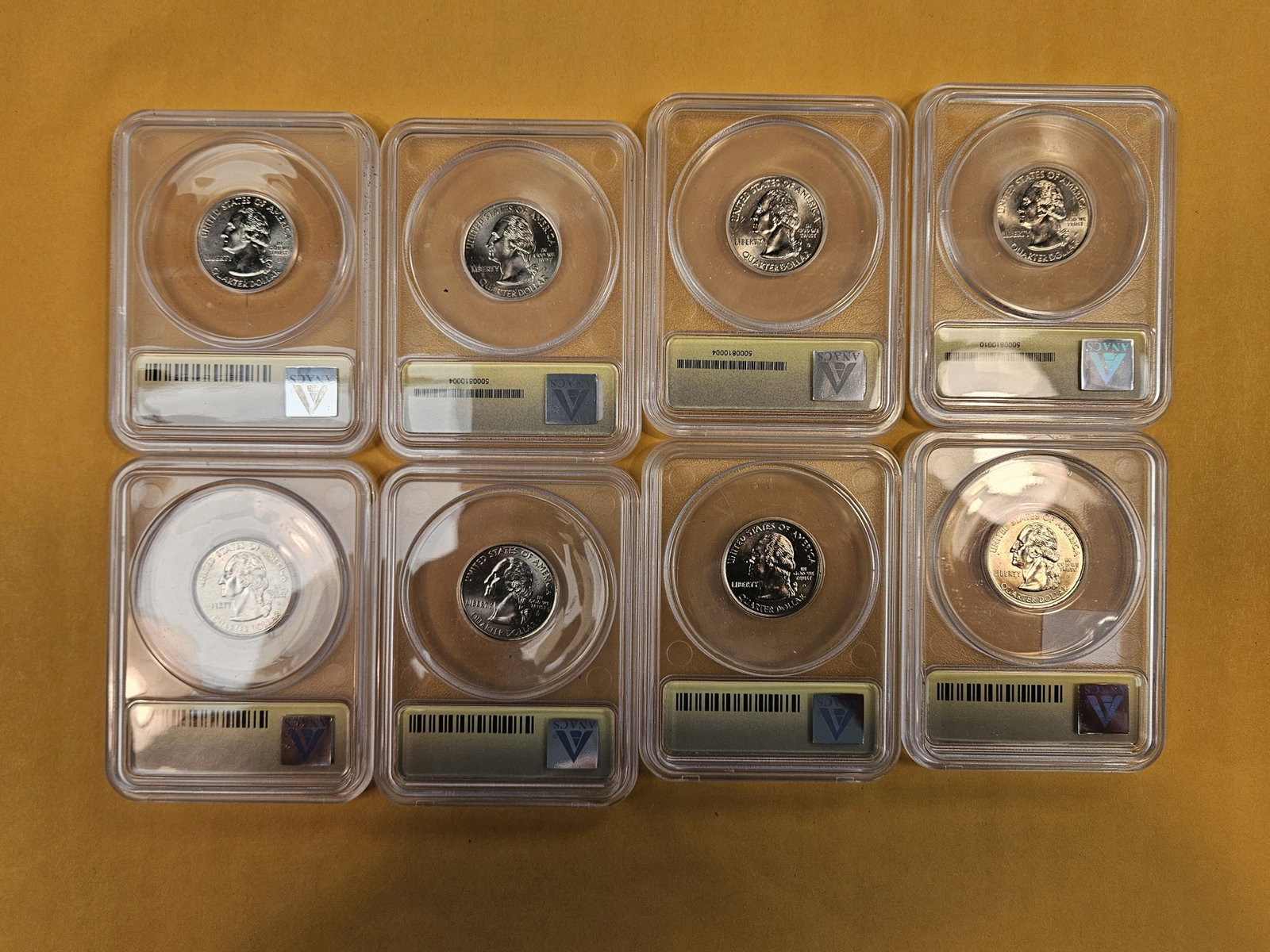 Eight, Superb GEM, ANACS-graded Washington Quarters - 3