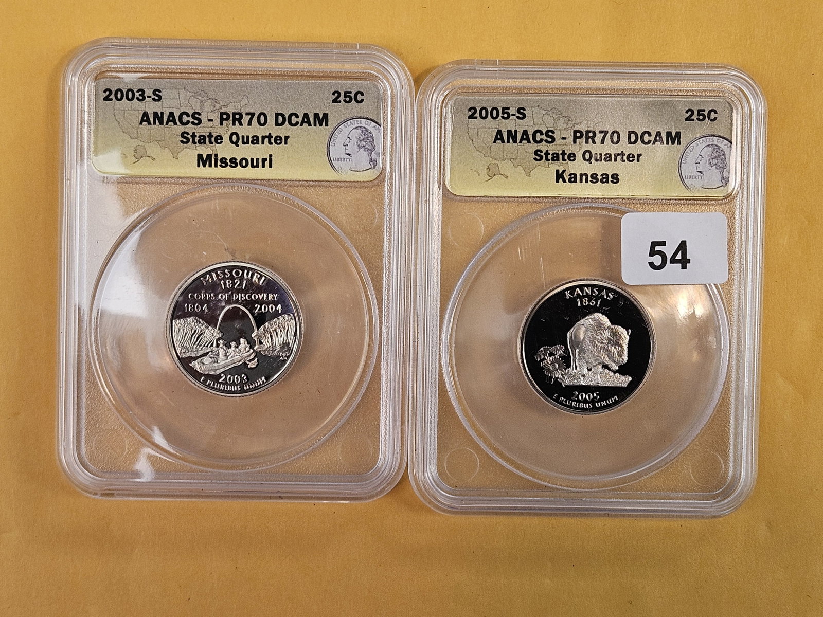PERFECT! Two ANACS-graded Proof 70 Deep Cameo Washington Quarters: Both in Perfect Grade