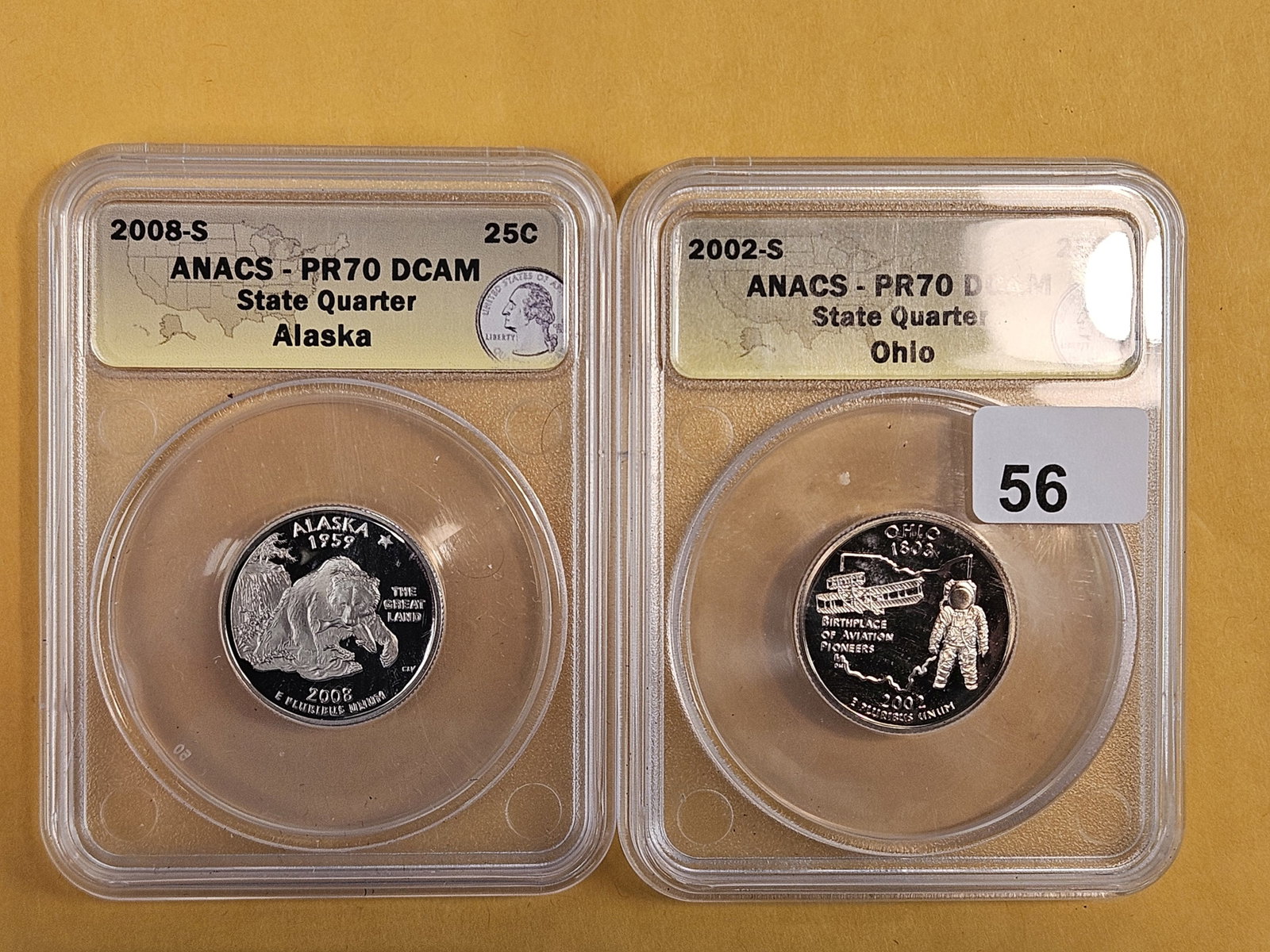 PERFECT! Two ANACS-graded Proof 70 Deep Cameo Washington Quarters: Both in Perfect Grade