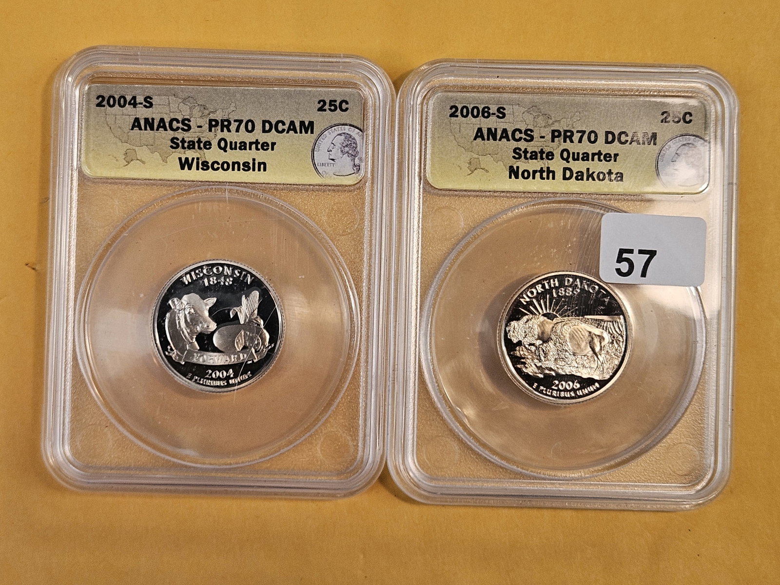 PERFECT! Two ANACS-graded Proof 70 Deep Cameo Washington Quarters: Both in Perfect Grade