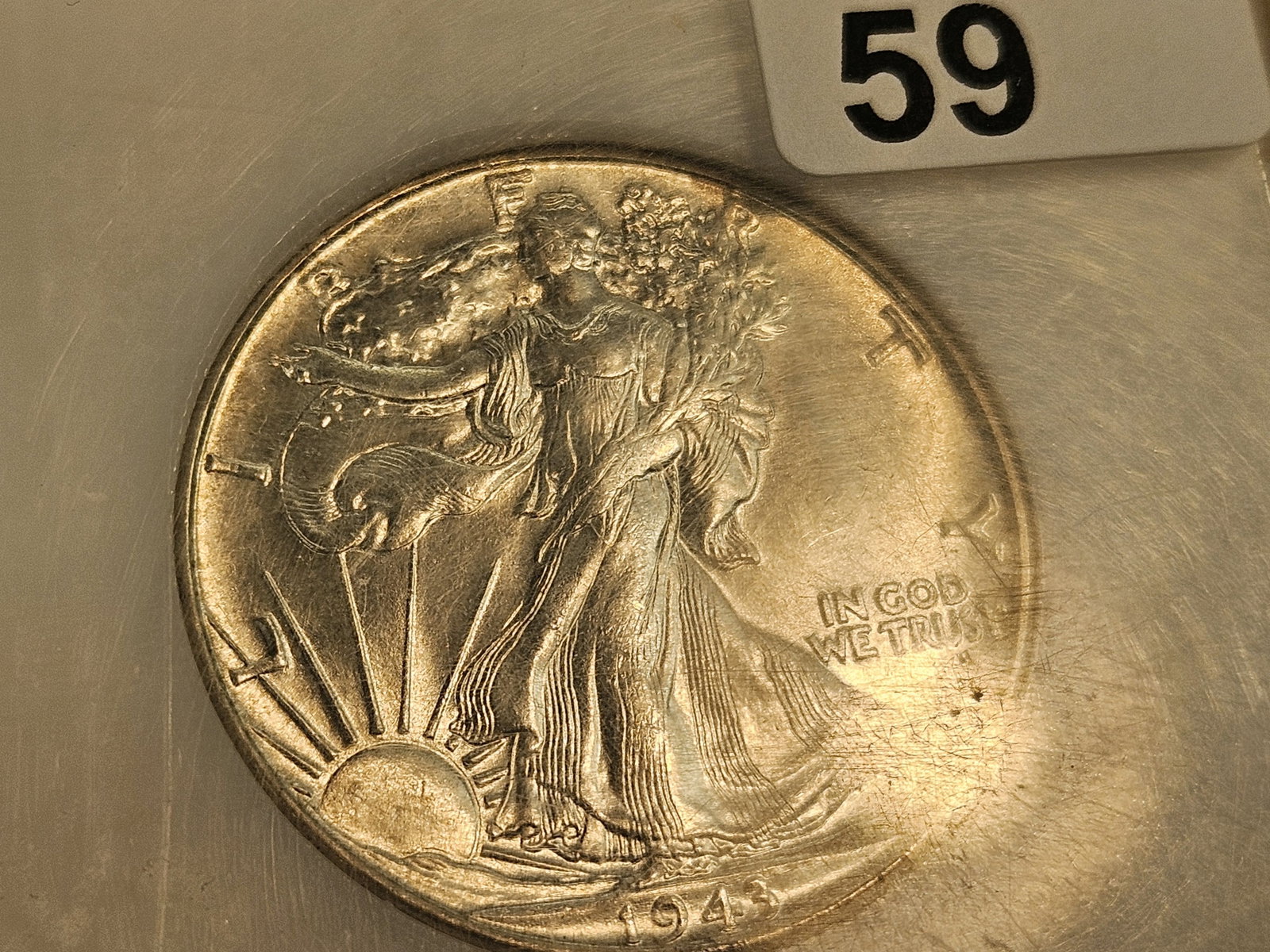 PCI 1943 Walking Liberty silver Half Dollar in Mint State 63 PQ - 3