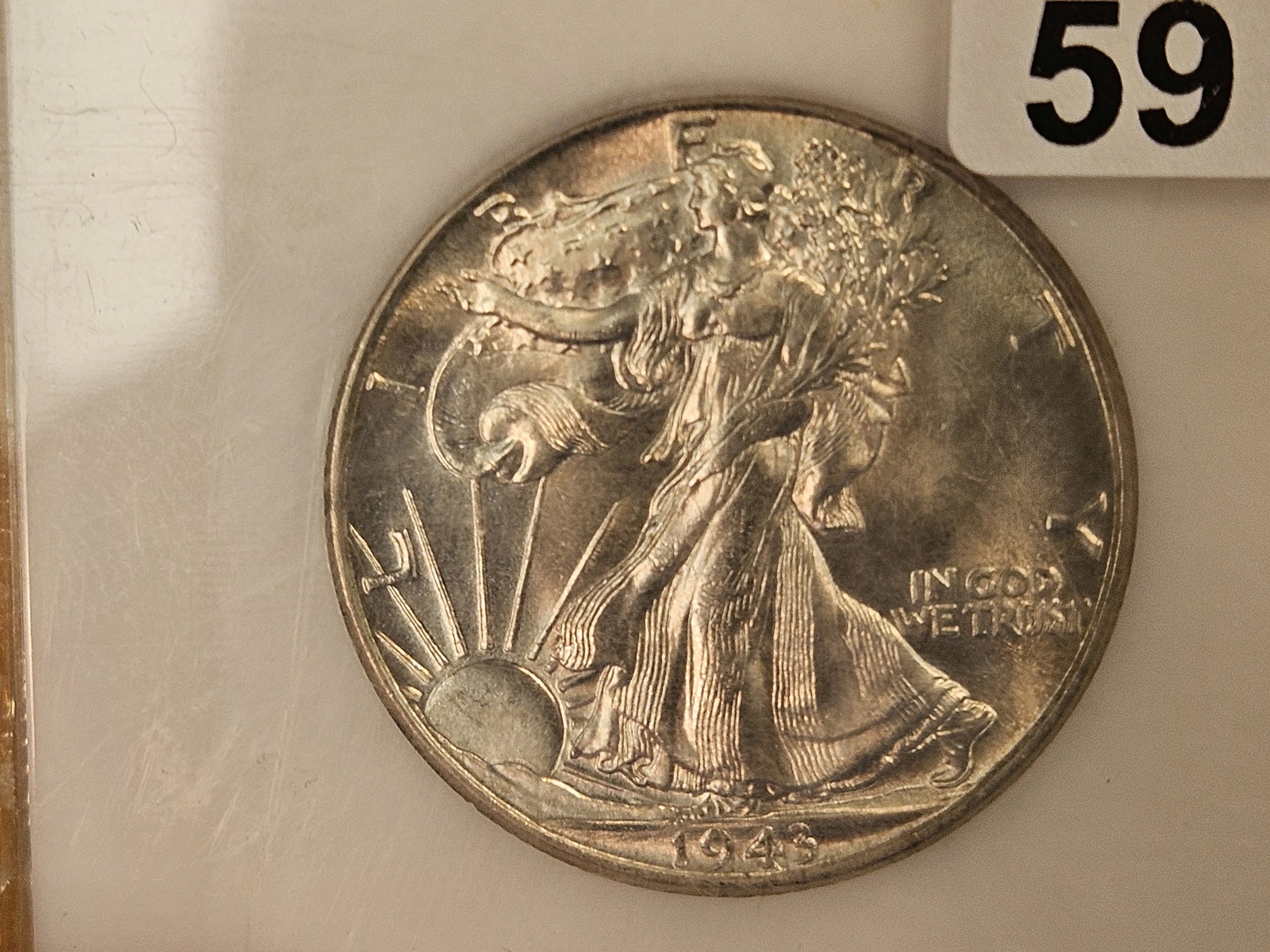 PCI 1943 Walking Liberty silver Half Dollar in Mint State 63 PQ - 5