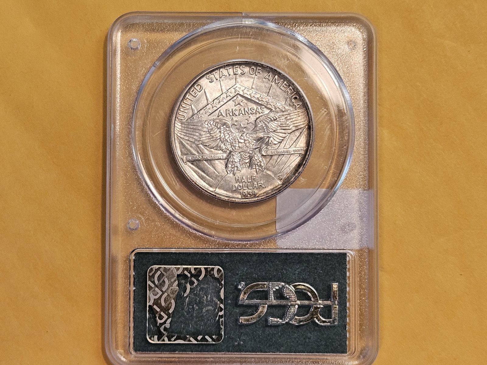 PCGS OGH 1939-D Arkansas Commemorative silver half dollar in Mint State 63 - 4