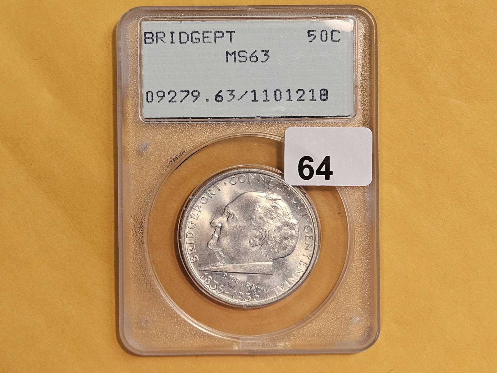 PCGS OGH 1936 Bridgeport Commemorative silver half dollar in Mint State 63 - 2