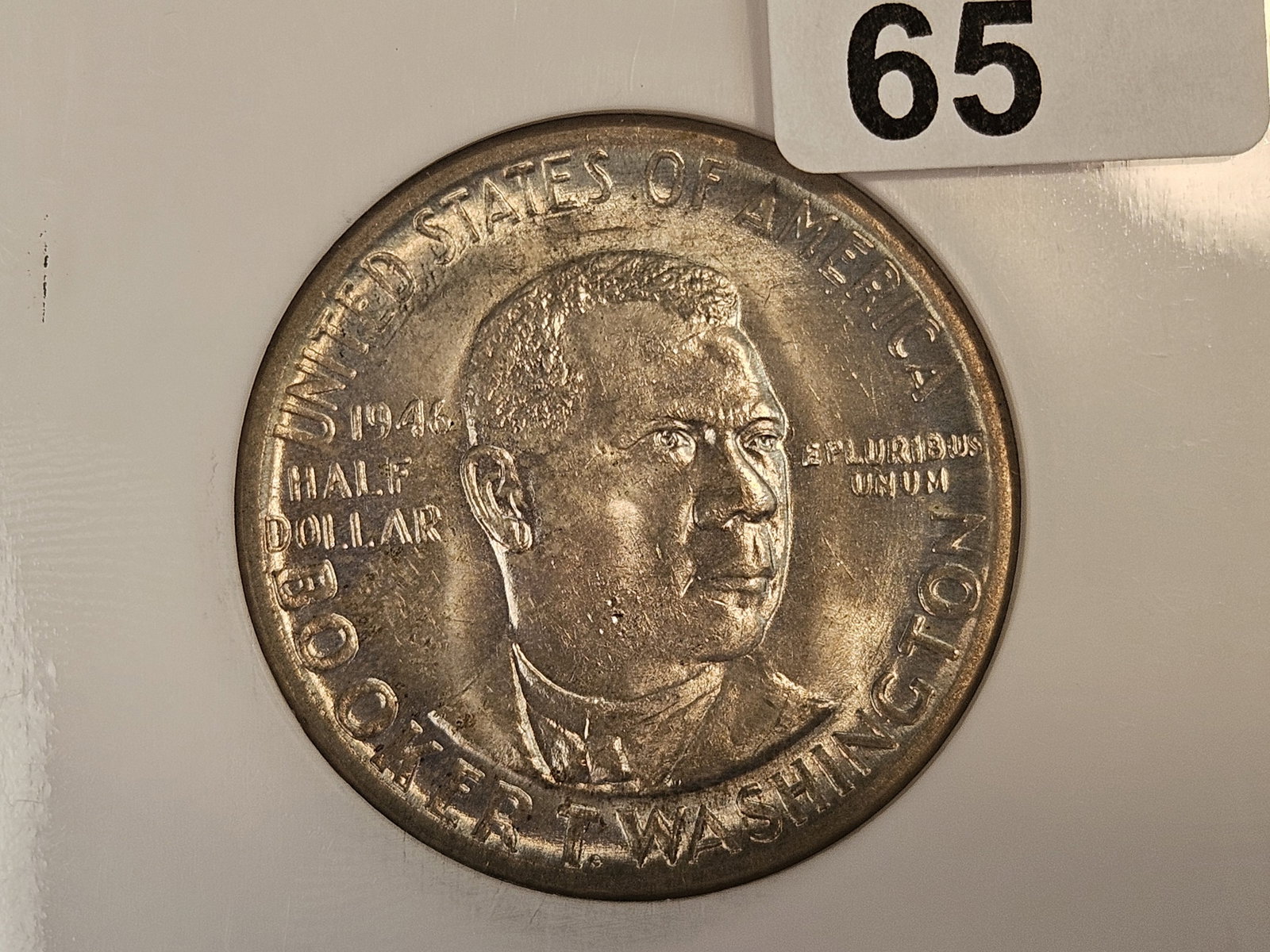 GEM! NGC 1946 Commemorative silver Half Dollar in Mint State 65: Booker T Washington