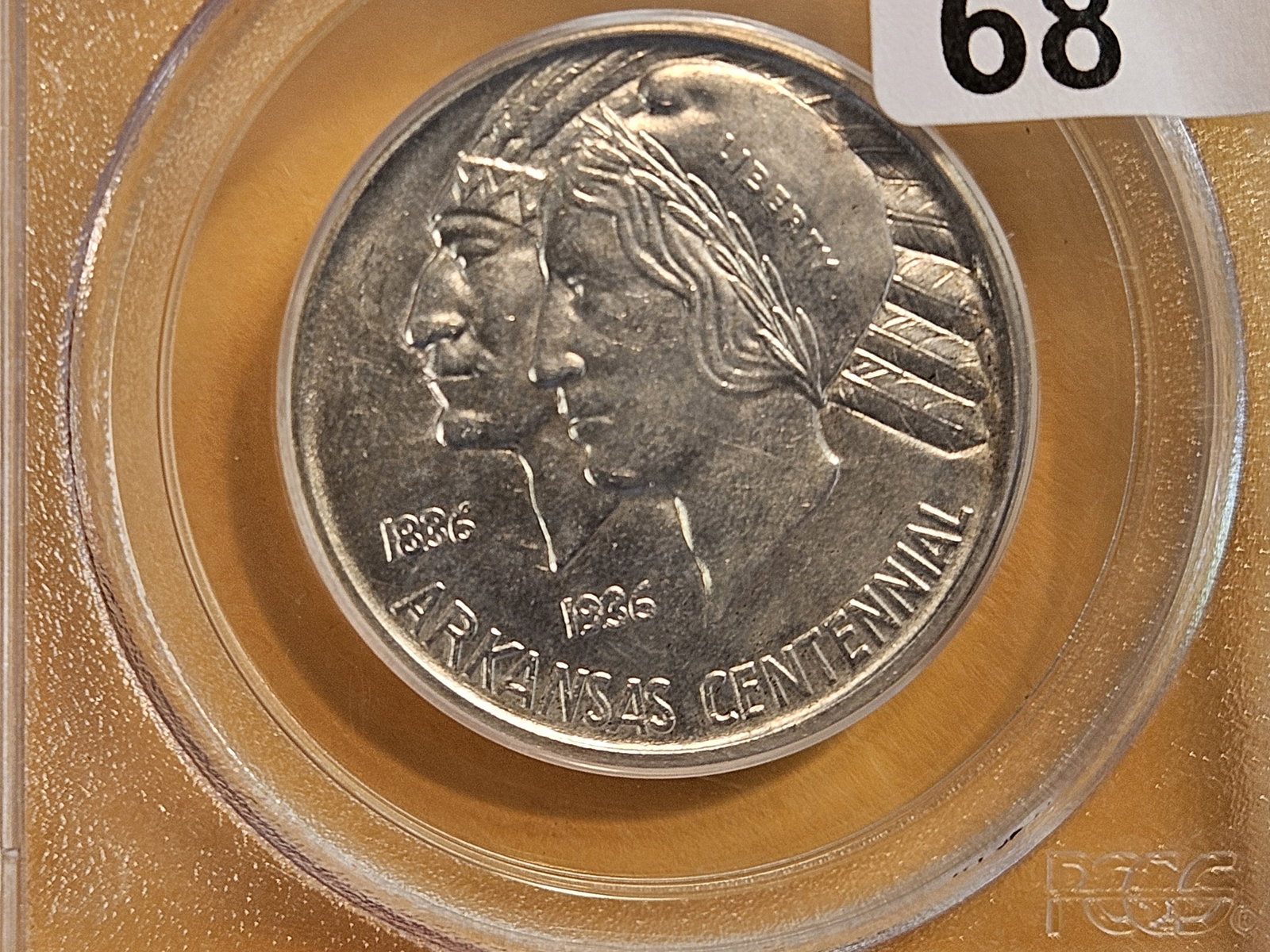 PCGS OGH 1938-S Arkansas Commemorative silver half dollar in Mint State 63 - 3