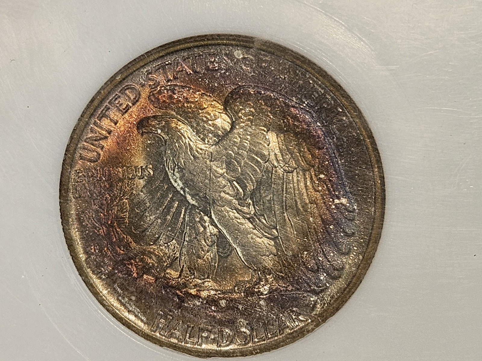 PCI 1944 Walking Liberty silver Half Dollar in Brilliant About Uncirculated 55 - 7