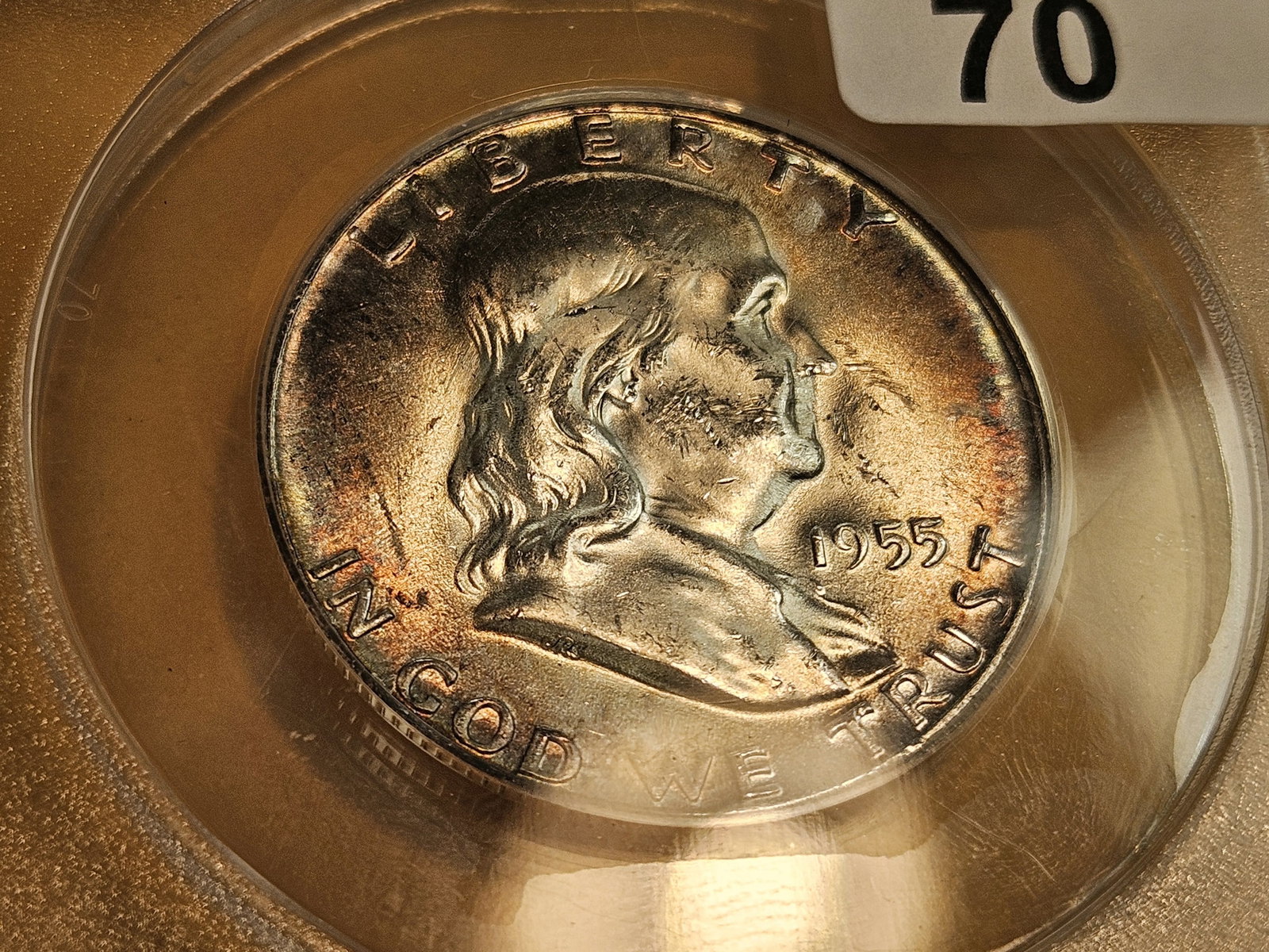 VARIETY! ANACS BUGS BUNNY 1955 Franklin half Dollar in Mint State 63 - 3