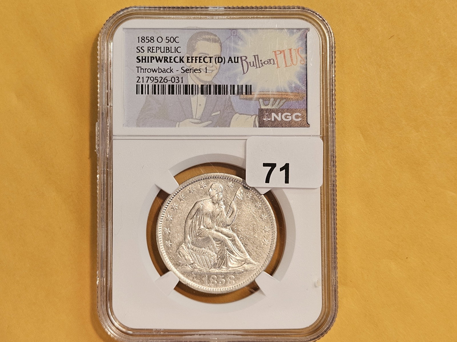 ** Shipwreck Coin ** NGC 1858-O Seated Liberty silver Half Dollar in About Uncirculated plus - de... - 2