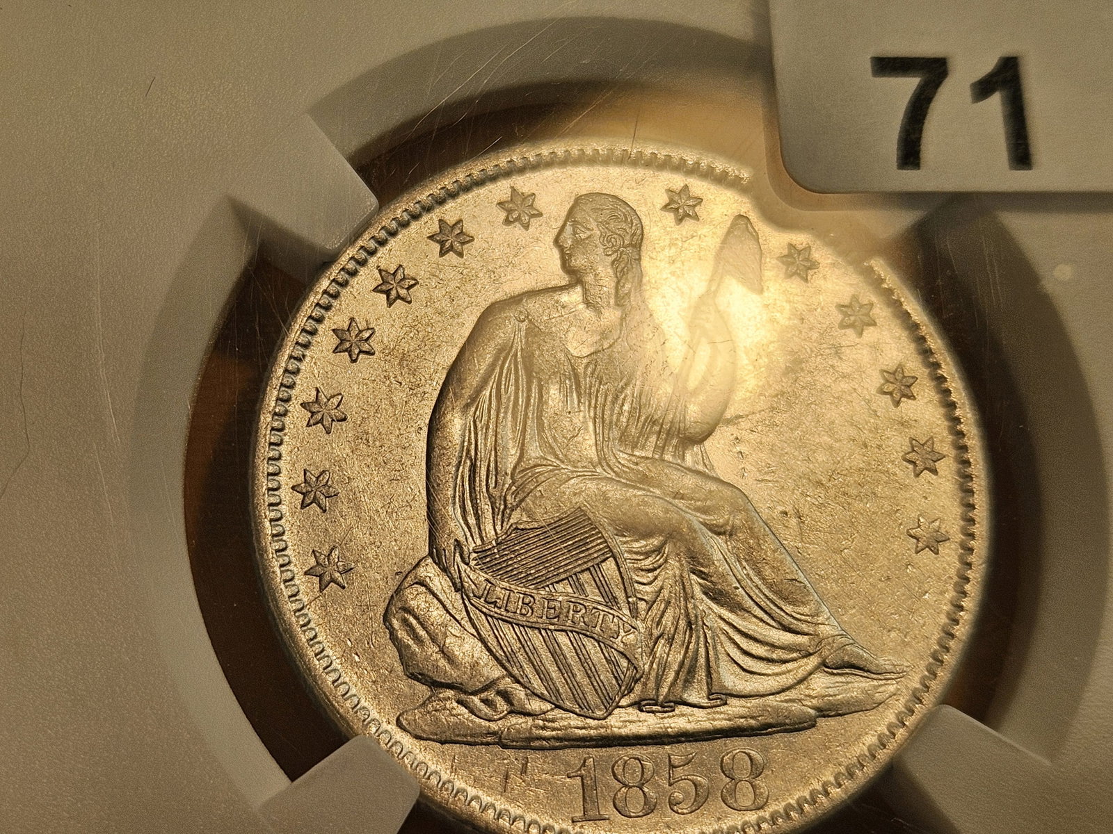 ** Shipwreck Coin ** NGC 1858-O Seated Liberty silver Half Dollar in About Uncirculated plus - de... - 4