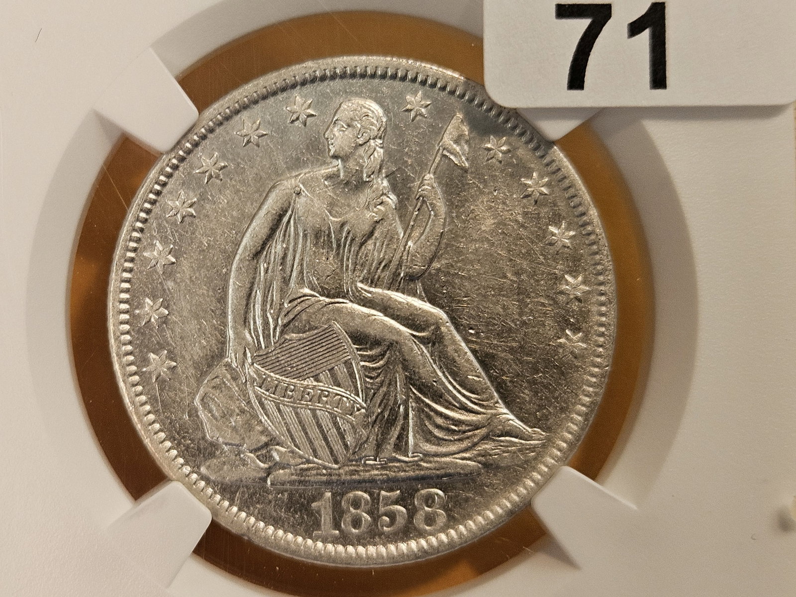 ** Shipwreck Coin ** NGC 1858-O Seated Liberty silver Half Dollar in About Uncirculated plus - de... - 6