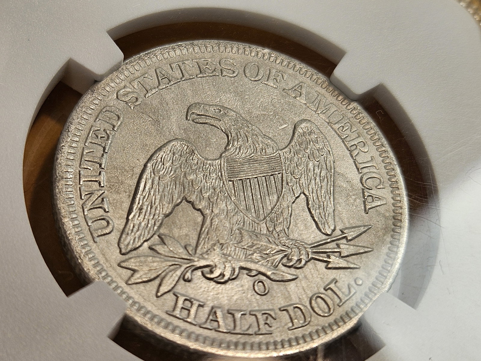 ** Shipwreck Coin ** NGC 1858-O Seated Liberty silver Half Dollar in About Uncirculated plus - de... - 8