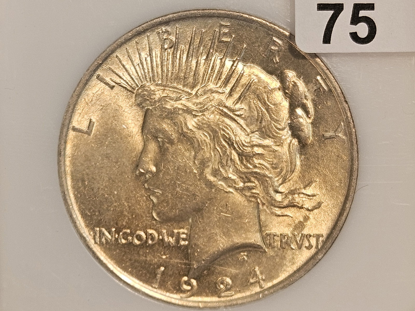 PCI 1924 Peace silver Dollar in About Uncirculated - 53: Lustrous