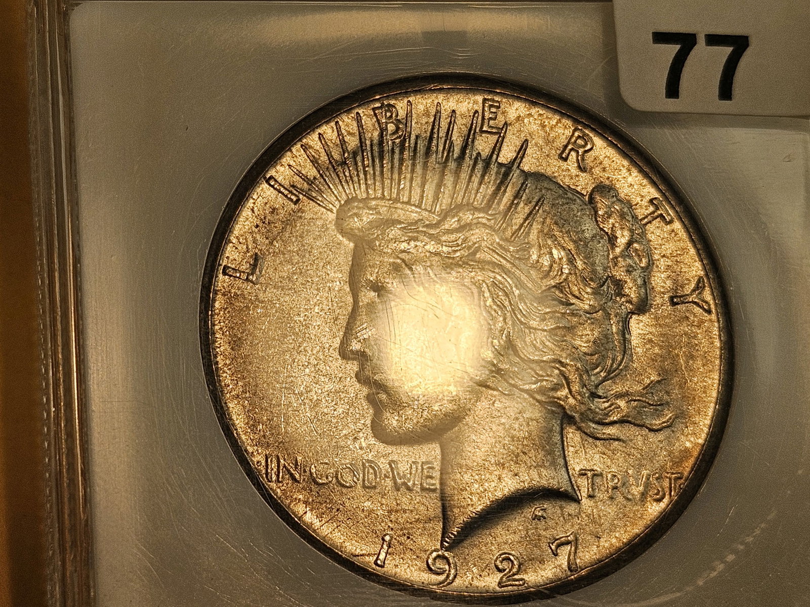 PCI 1927 Peace Silver Dollar in Mint State 62 PQ - 3