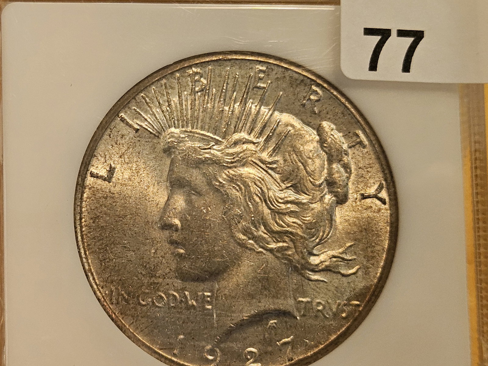PCI 1927 Peace Silver Dollar in Mint State 62 PQ - 4