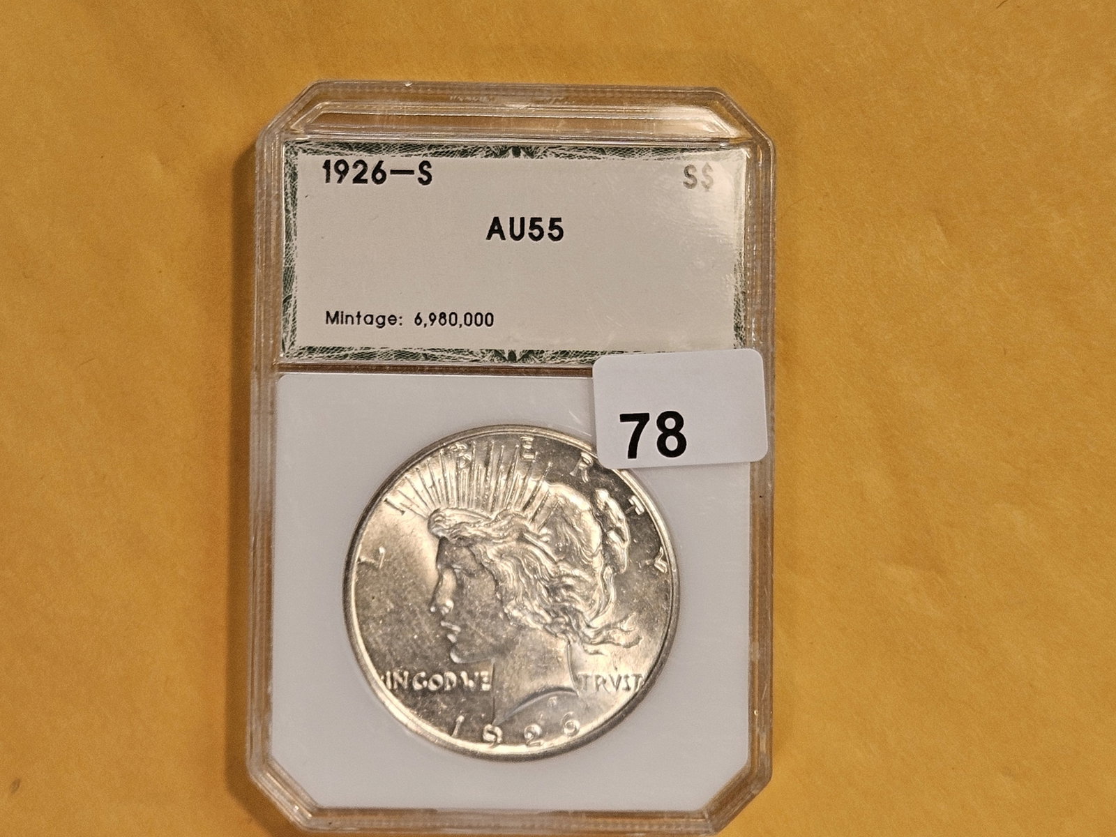 PCI 1926-S Peace Silver Dollar in Brilliant About Uncirculated - 55 - 2