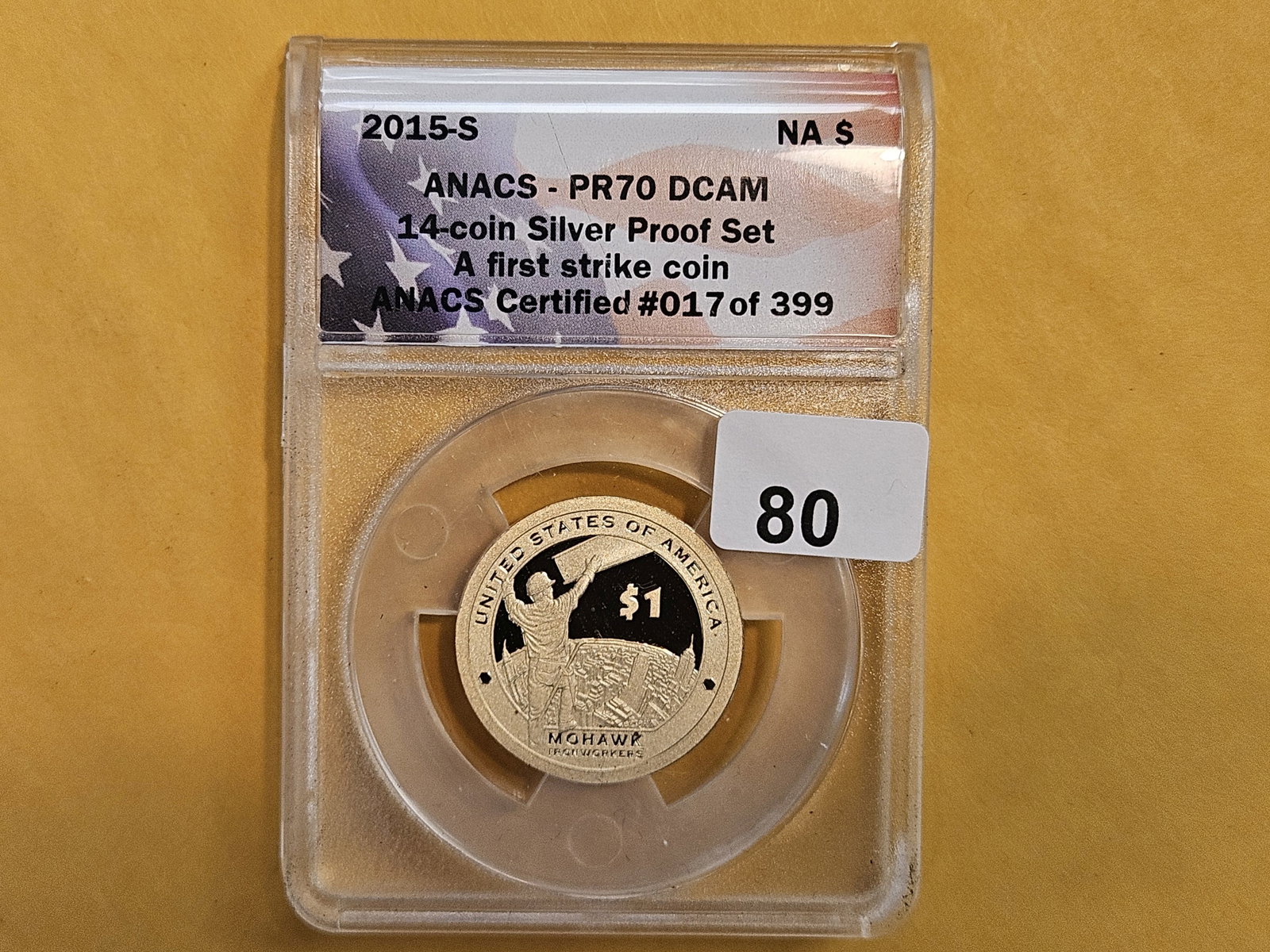 PERFECT! ANACS 2015-S Native American Dollar in Proof 70 Deep Cameo - 2