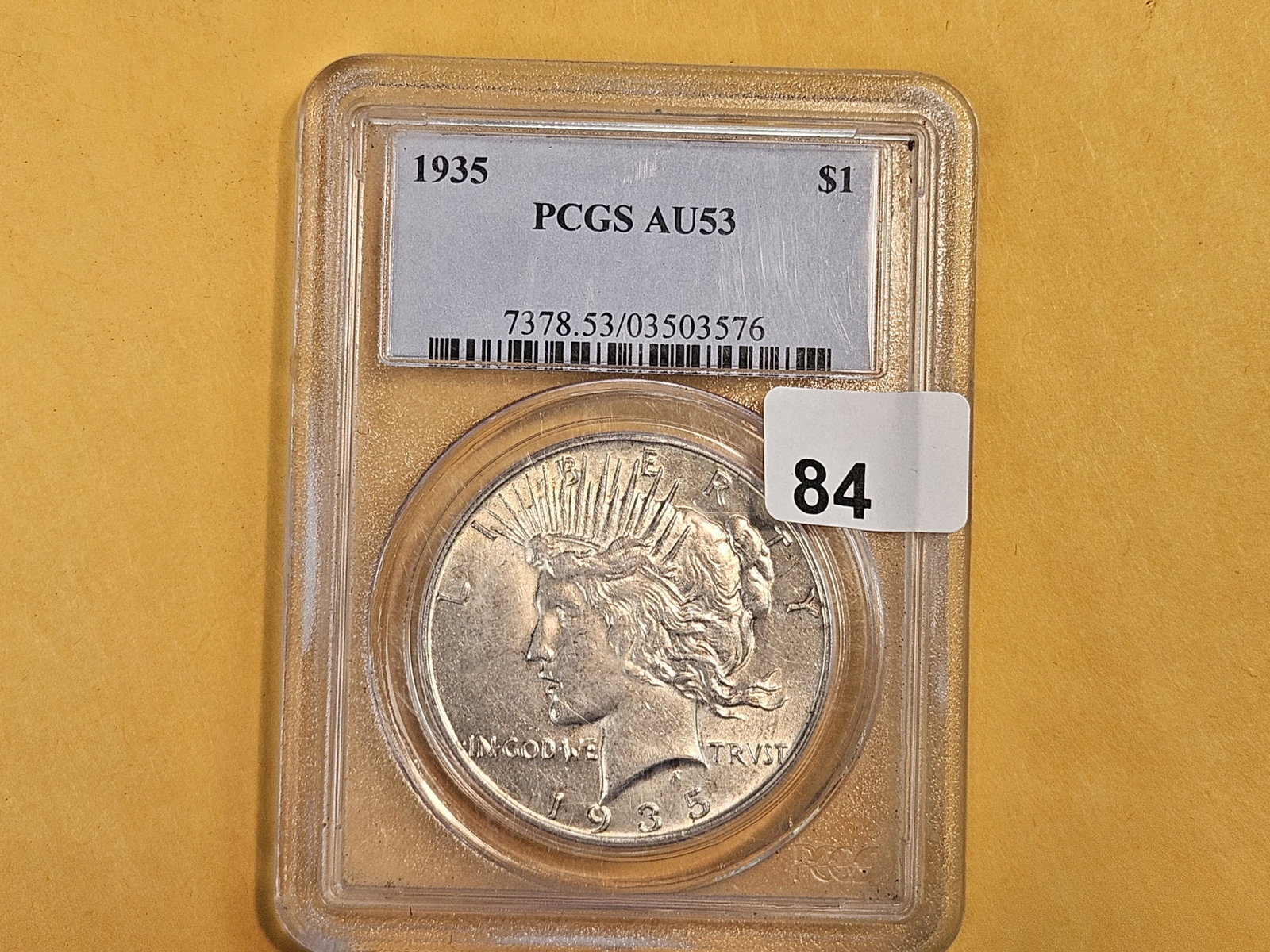 PCGS 1935 Peace Silver Dollar in Bright About Uncirculated - 53 - 2