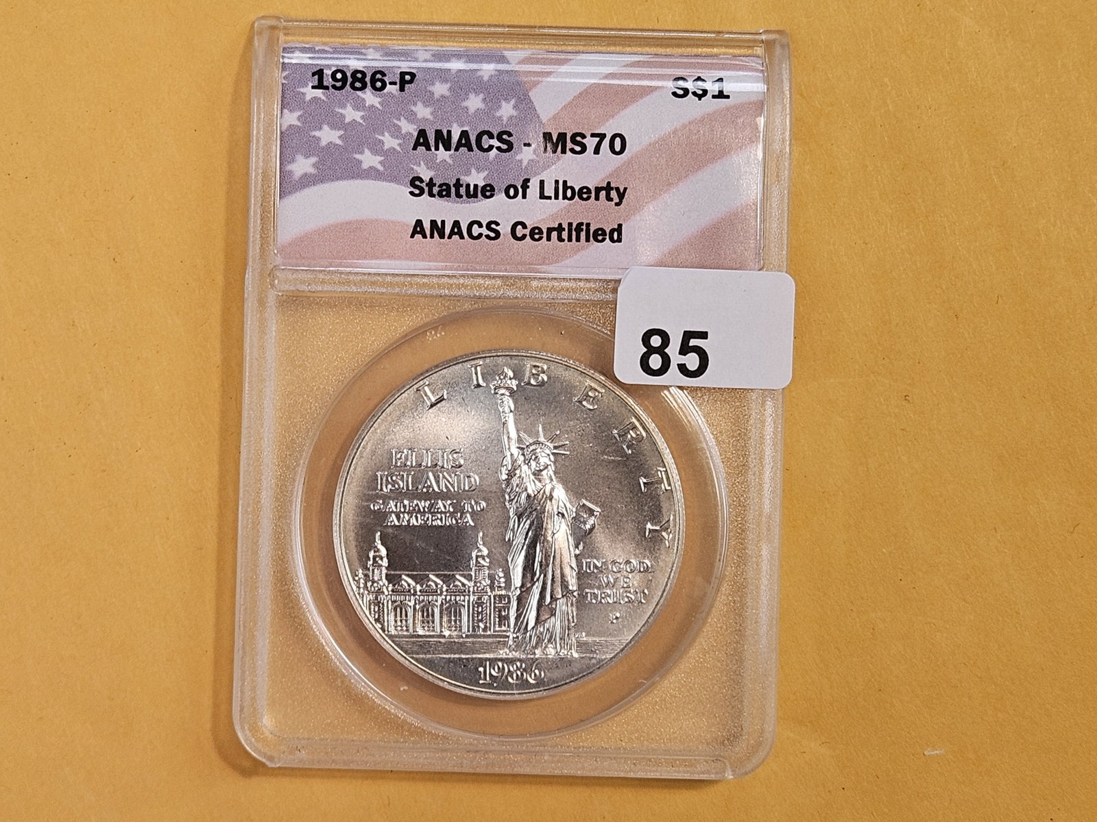 PERFECT! ANACS 1986-P Commemorative silver Dollar in Mint State 70: Perfect Grade