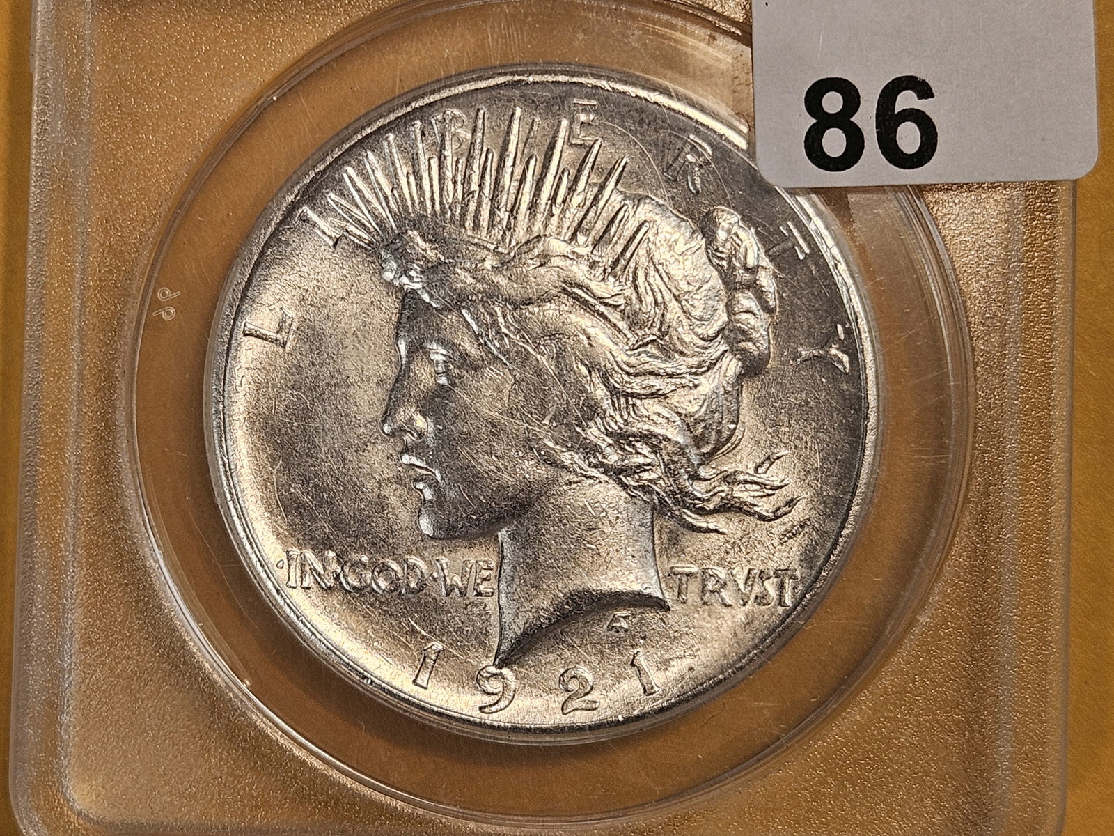 ** KEY DATE ** ANACS 1921 Peace Silver Dollar in Brilliant About Uncirculated - 58: First Year Issue. High Relief! Bright luster
