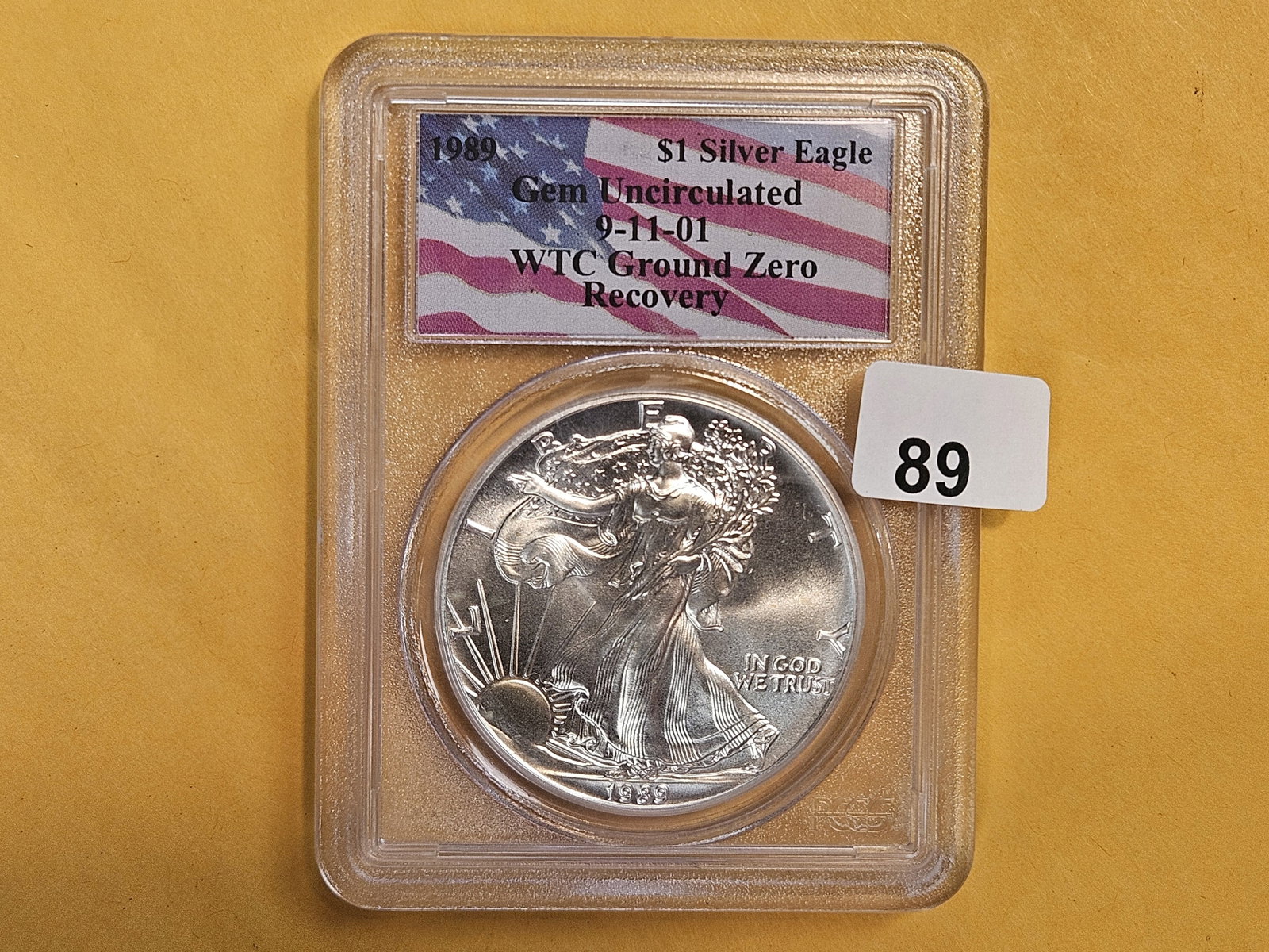 ** PCGS-Graded 1989 American Silver Eagle World Trade Center Recovery coin: Scarce piece from the September 11th, 2001 World Trade Center attacks. Gem Uncirculated