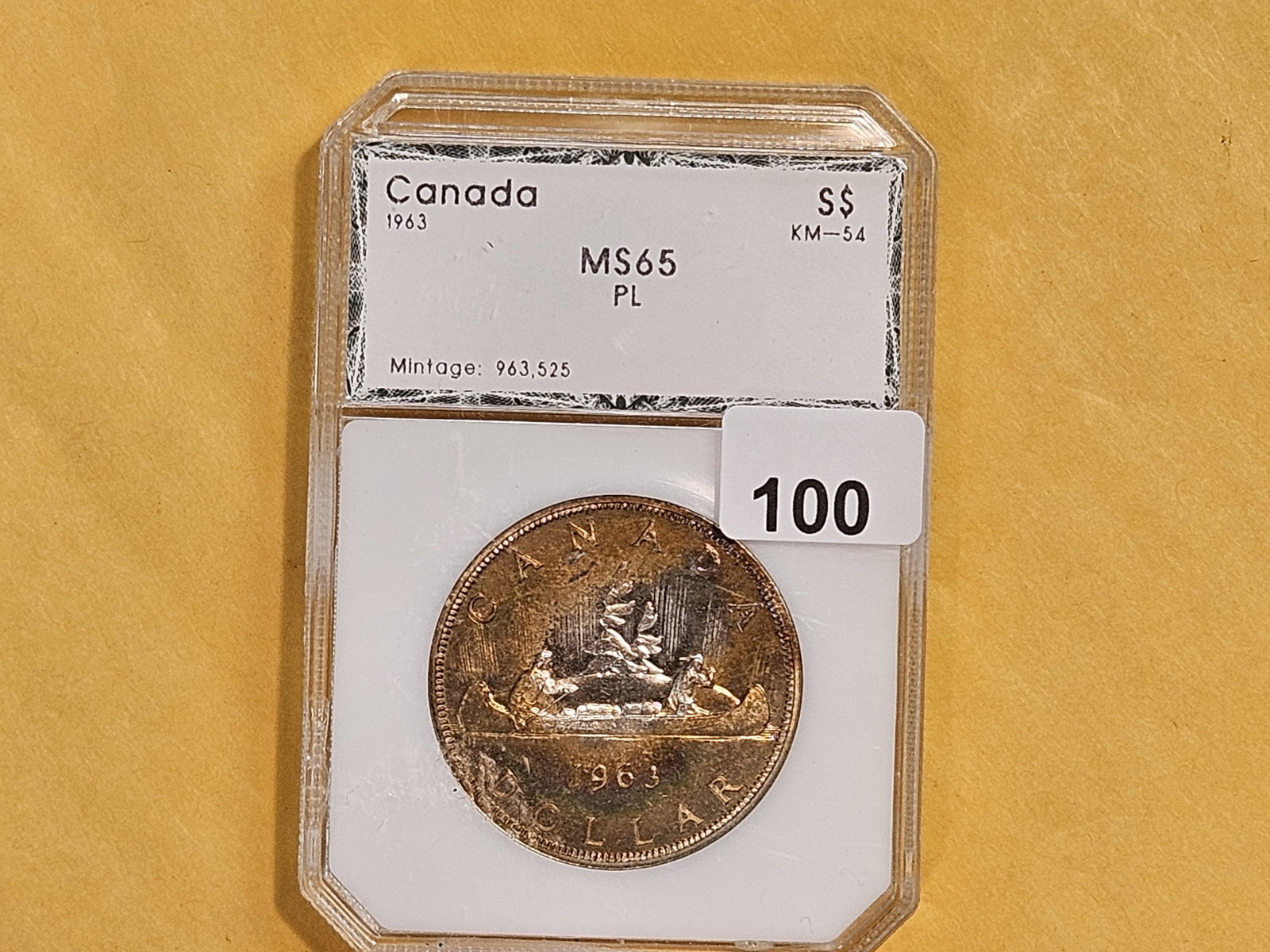 GEM! PCI 1963 Canada silver Dollar in Mint State 65 Prooflike - 2