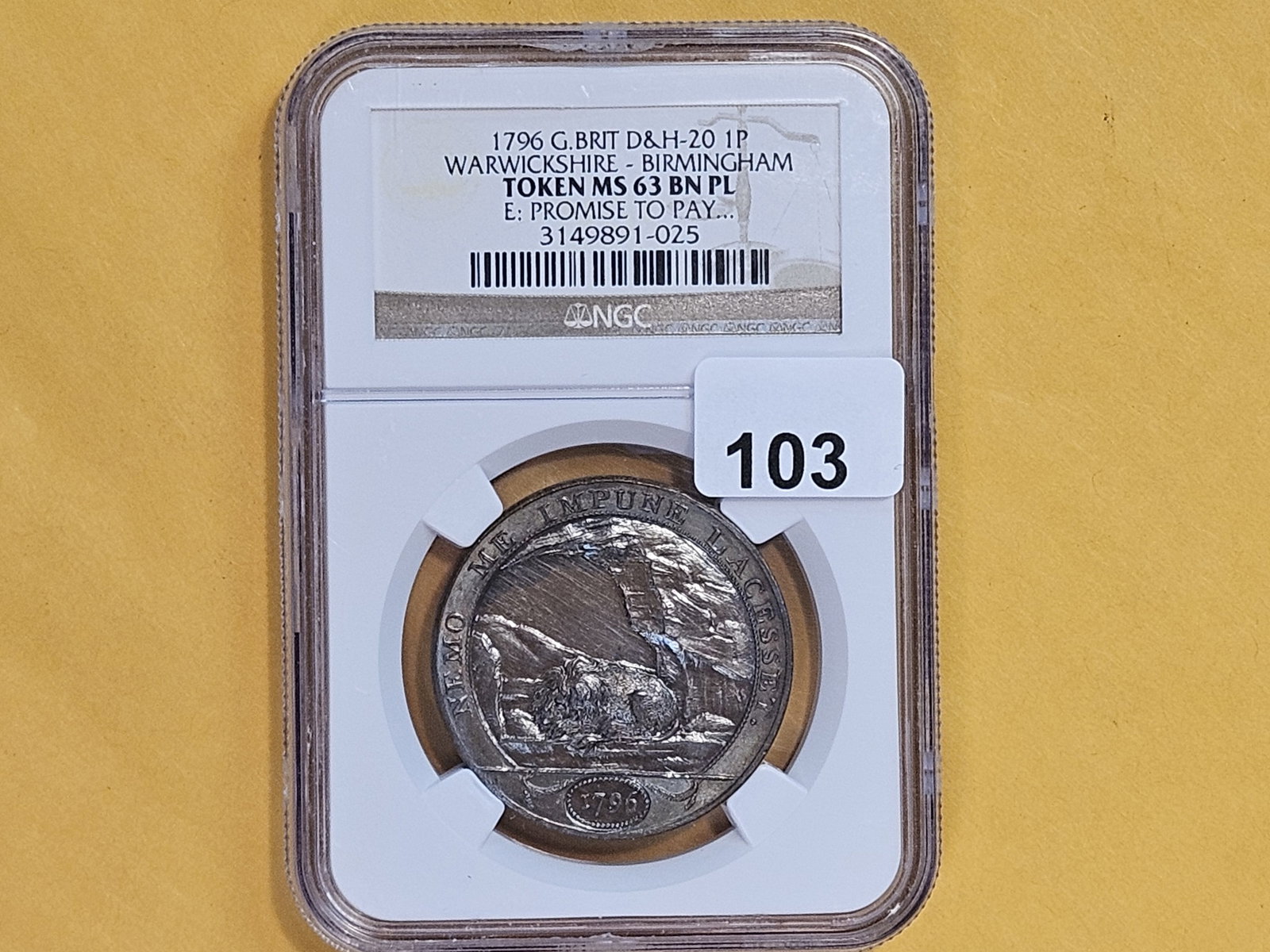 CONDER! NGC 1796 Conder Token in Mint State 63 Brown Prooflike! - 2