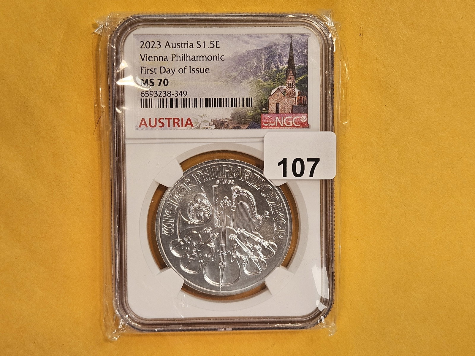 PERFECT! NGC 2023 Austria Silver 1.5 Euro in Mint State 70: Perfect Grade. Philharmonic