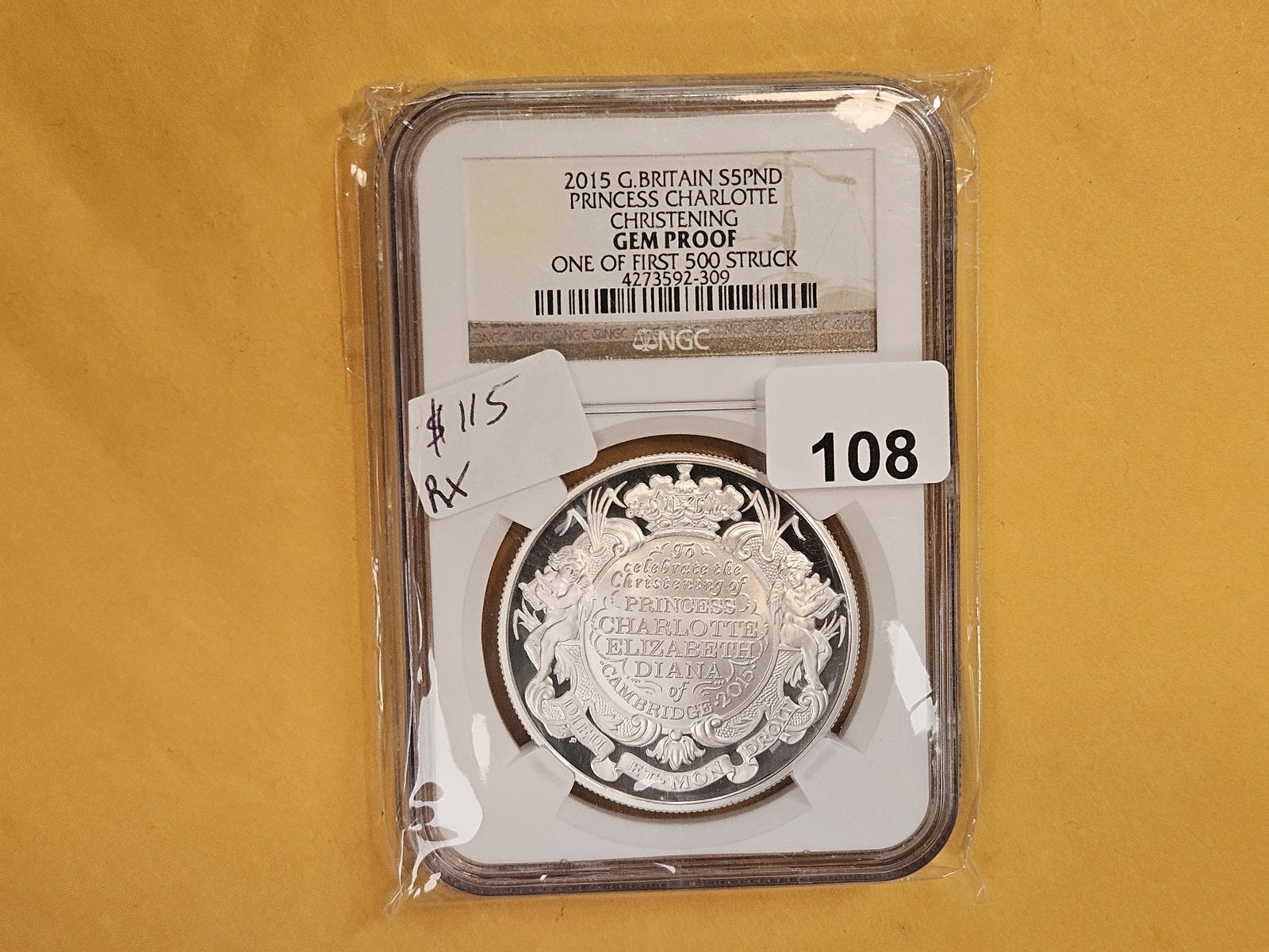 NGC 2015 Great Britain silver 5 pounds in GEM Proof - 2