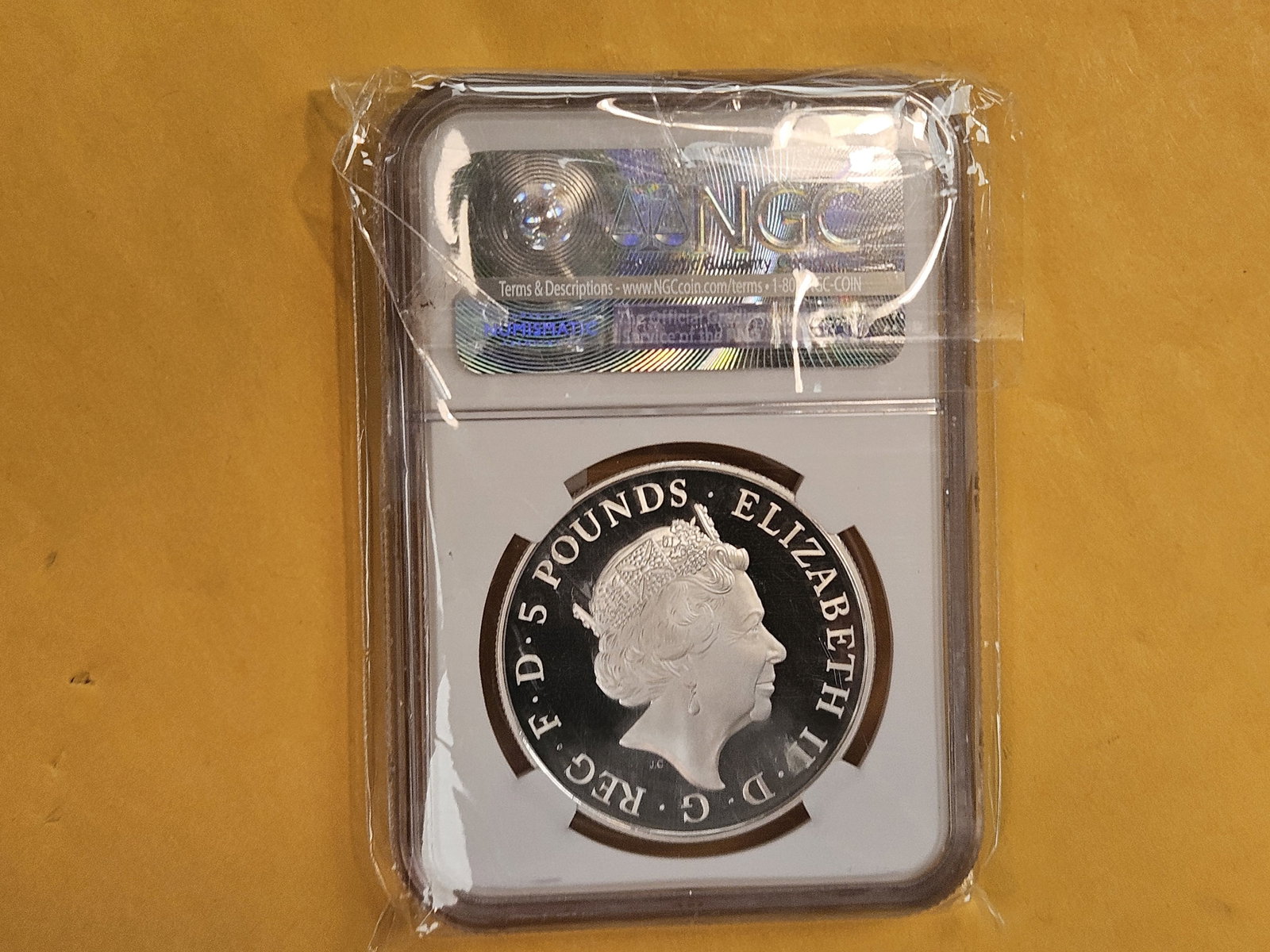 NGC 2015 Great Britain silver 5 pounds in GEM Proof - 3