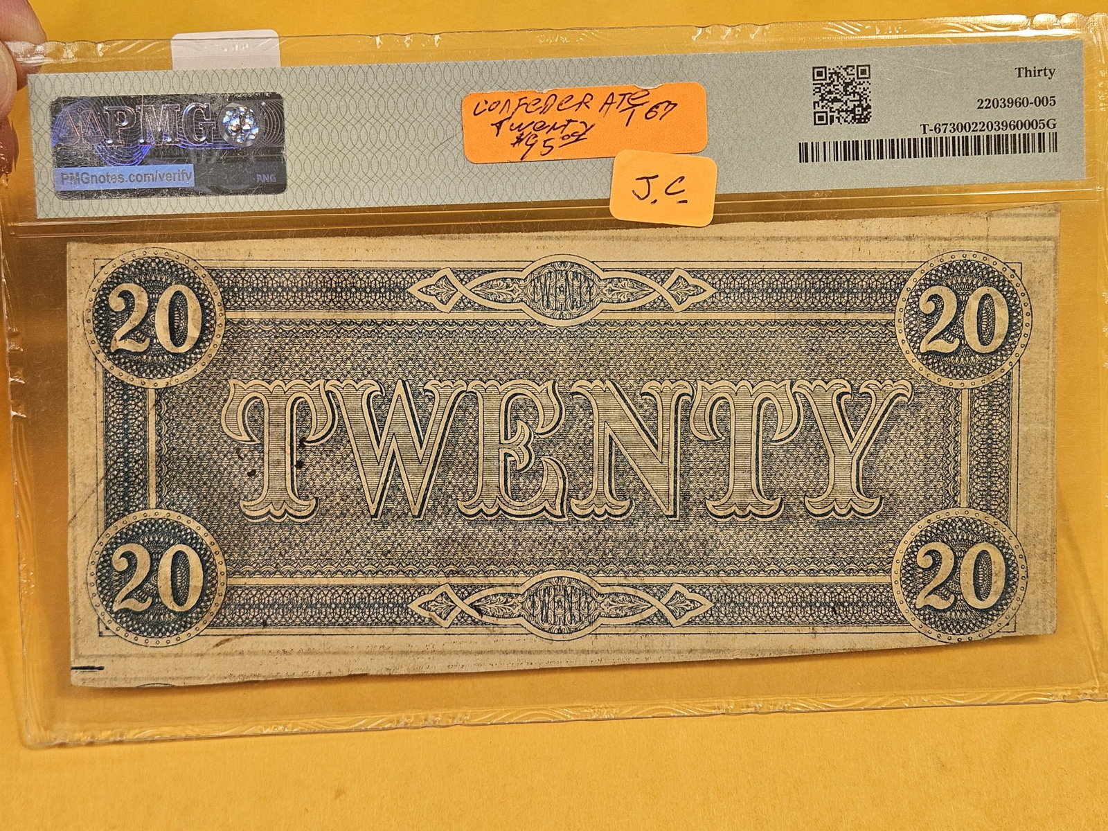 PMG 1864 Confederate States of America $20 in Very Fine - 30 - 2