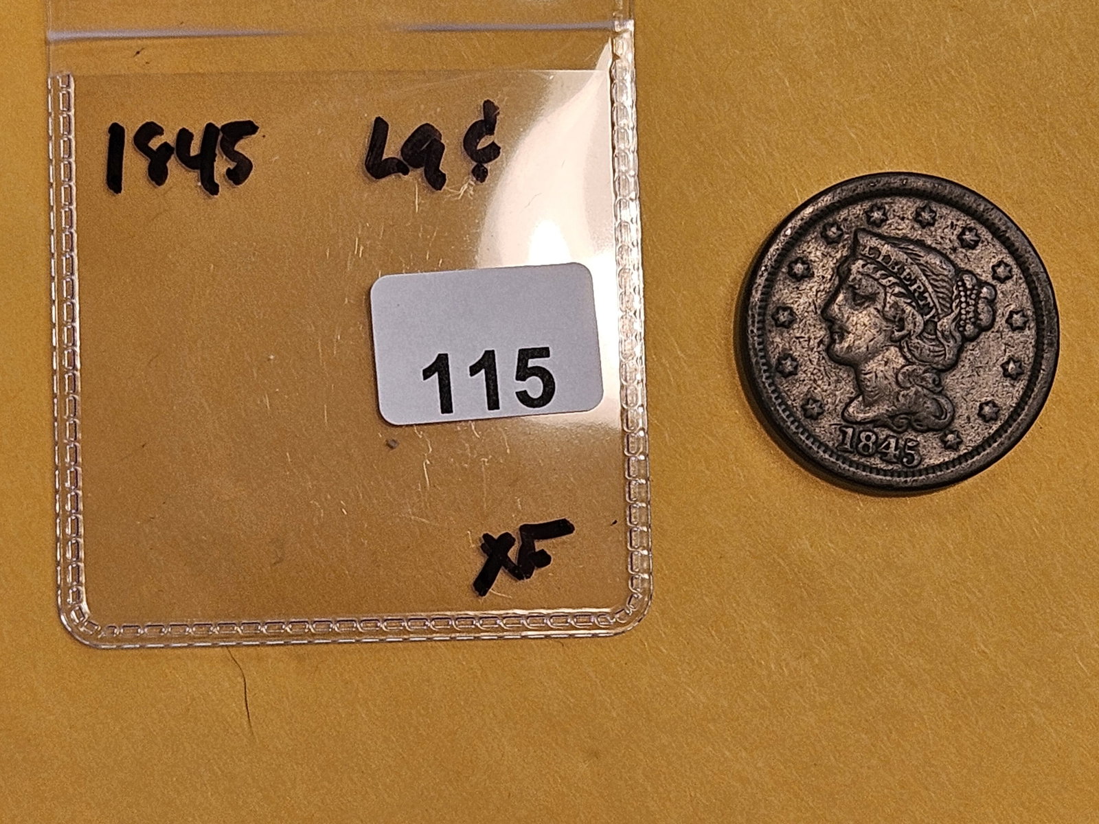 1845 Braided Hair large Cent in Extra Fine - 45 - 2