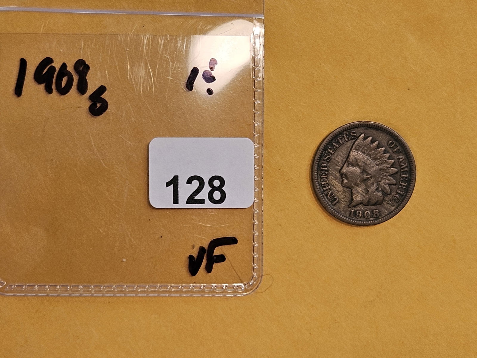 * Semi-key 1908-S Indian Cent in Very Fine - 2